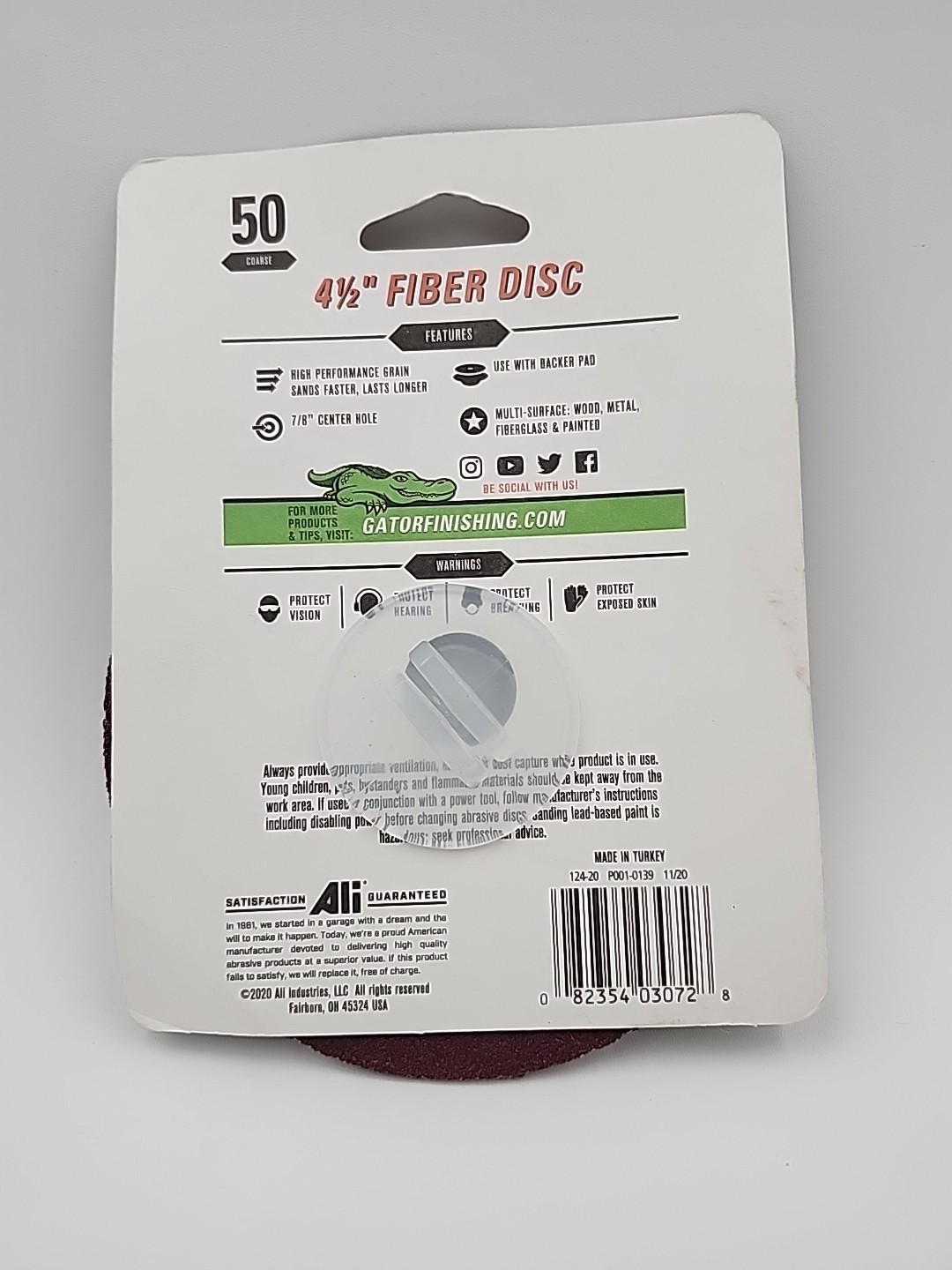 Gator 4-1/2 In. 50 Grit Fiber Disc (3-Pack) 3072 Gator 3072 FREE SHIPPING!!!