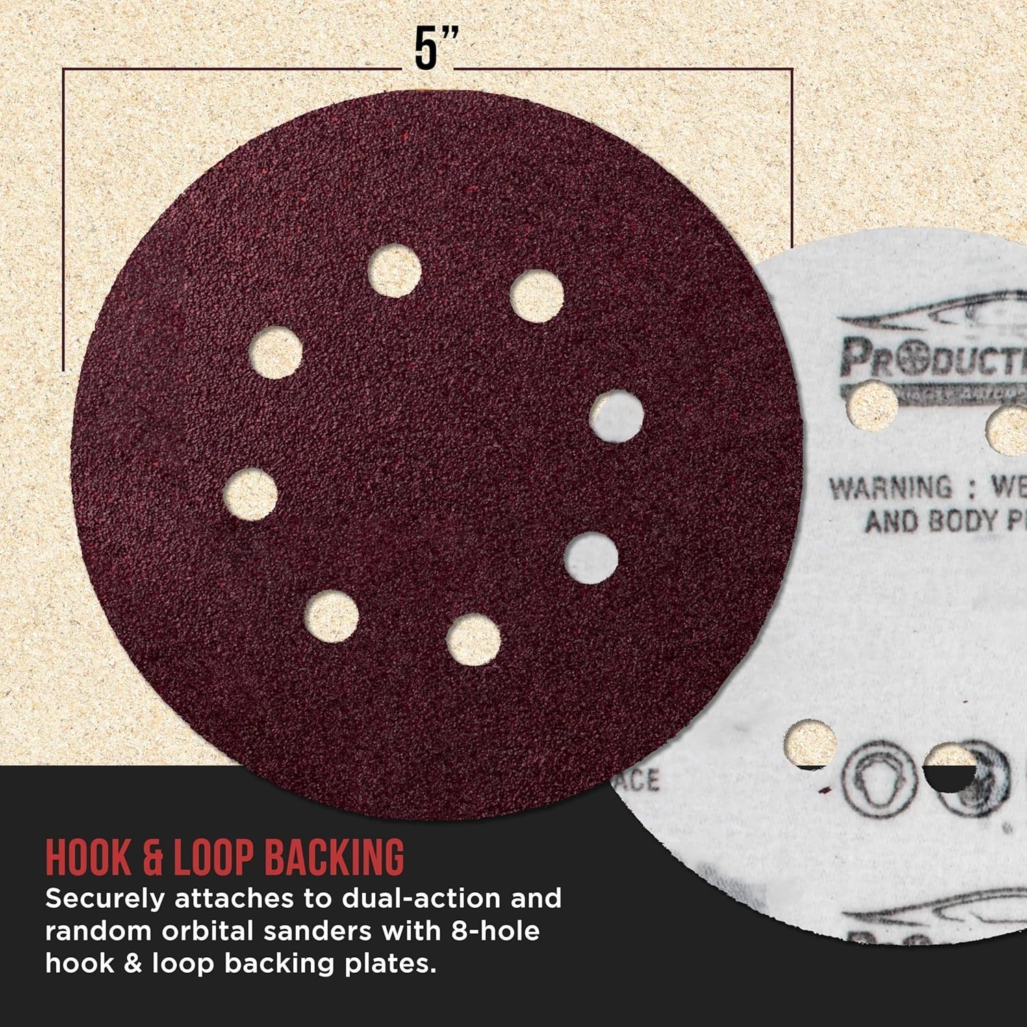 160 Pack 5 inch Sanding Discs 8-Hole Red Variety Pack Grit, Hook ,Loop Sandpaper