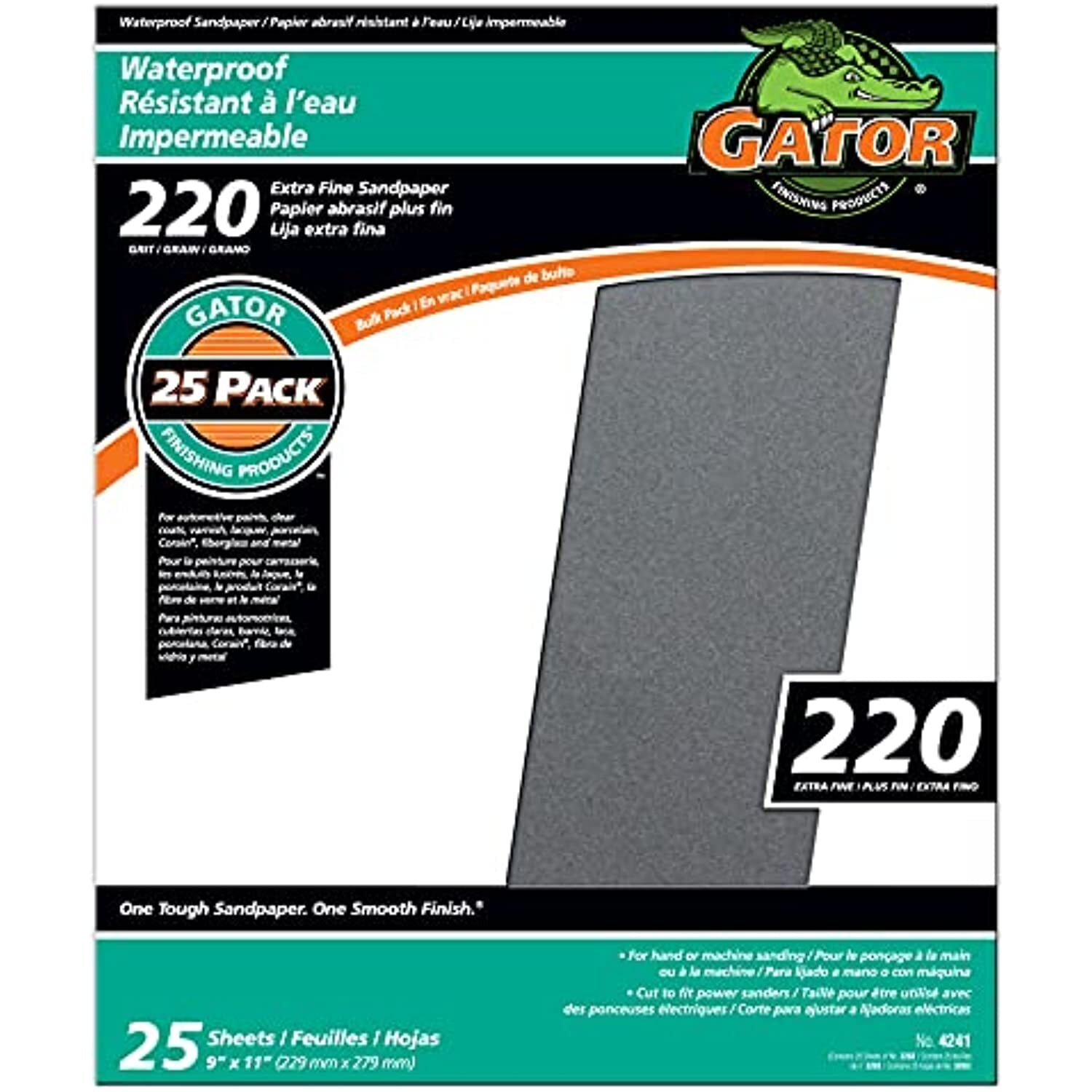 ALI INDUSTRIES 4241 9″ x 11″ Waterproof Sanding Sheets, Black