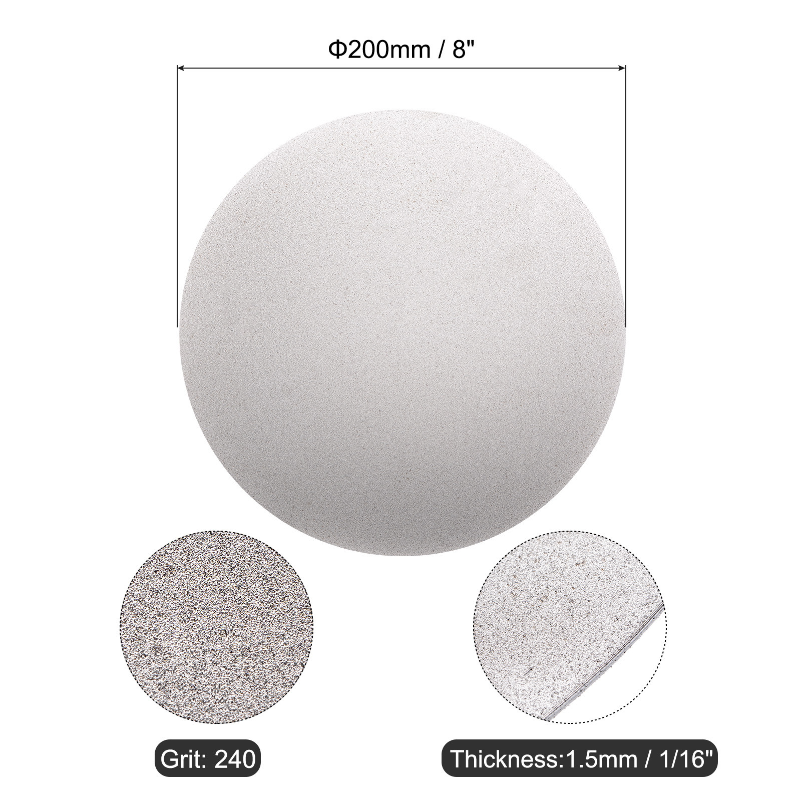Diamond Sanding Grinding Disc 8″ Grit 240 No Center Hole Flat Lap Wheel Disk