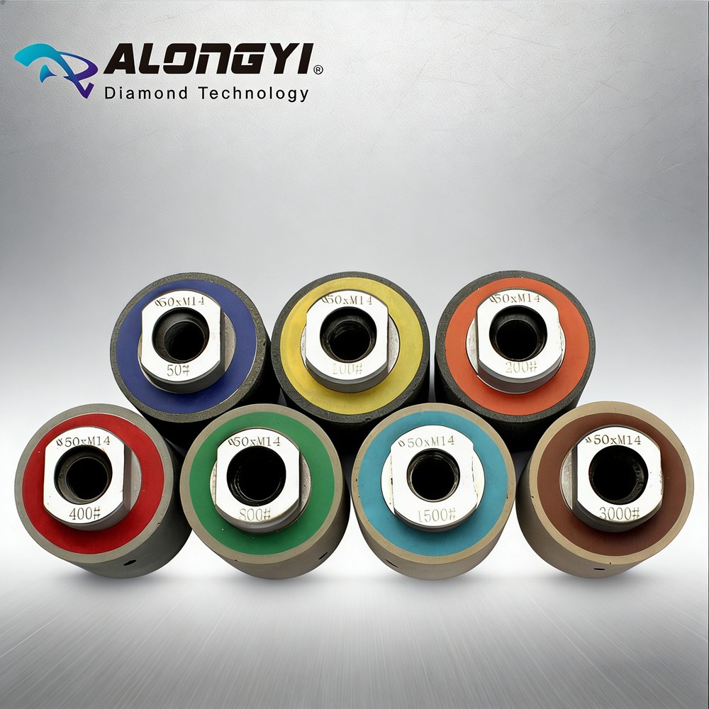 2” Diamond Polishing Drum Wheels 7 pcs/set 50mm Wet Resin Bonded Zero Tolerance