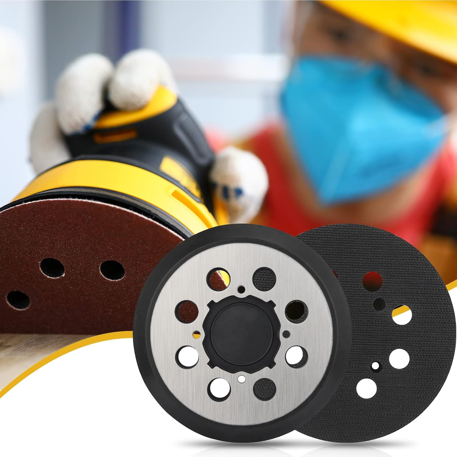 2 Pack 5″ 8 Hole Hook & Loop Replacement Orbital Sander Metal Pad Compatible