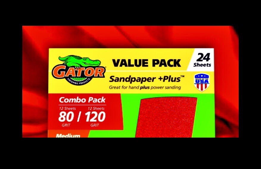 Gator Sandpaper 24 Sheets Pack (80 & 120 Grit) For Manual/power Sanding 9” x 11”