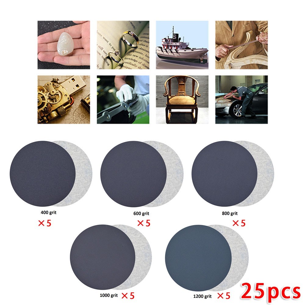 25pcs/set Wet 400 600 800 1000 1200 Grit Sandpaper Sanding Paper Sanding Discs