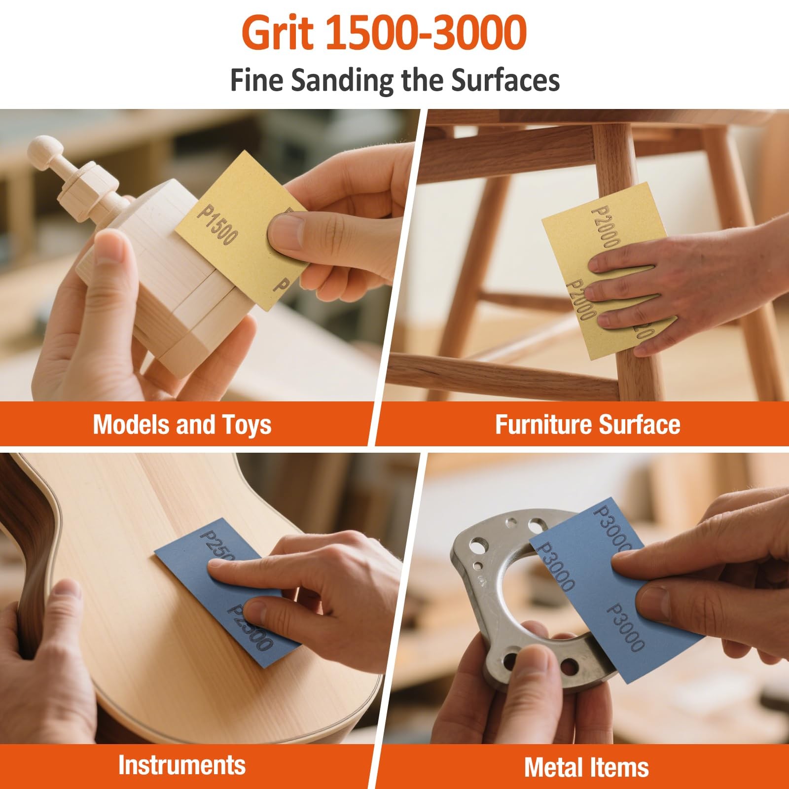 Sand Paper Assortment, 52 Sheets Assorted Grits 120/150/180/240/320/400/600/8…