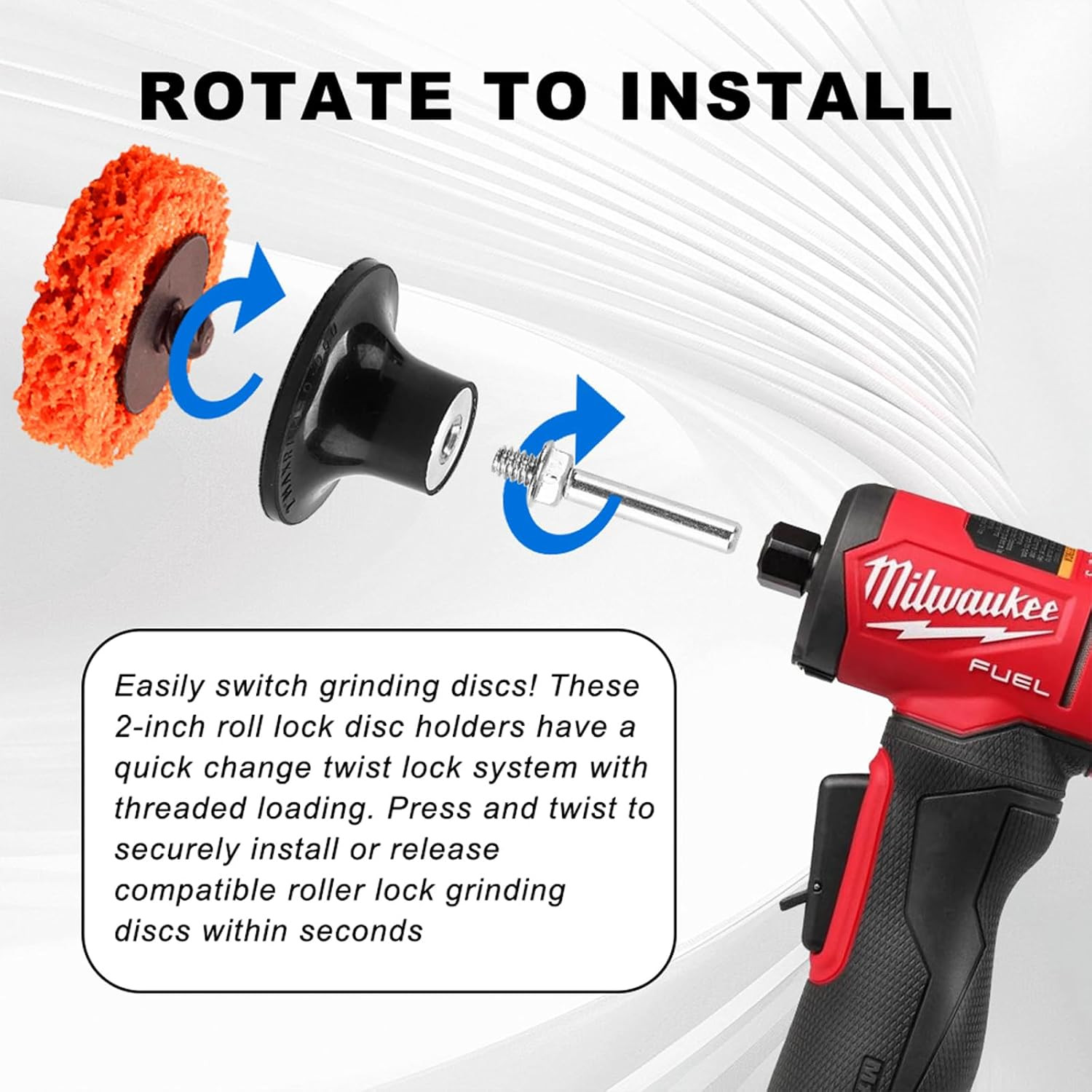 2 Inch Roll Lock Disc Pad Holder Quick Change Adapter – 1/4″ Shank for Die