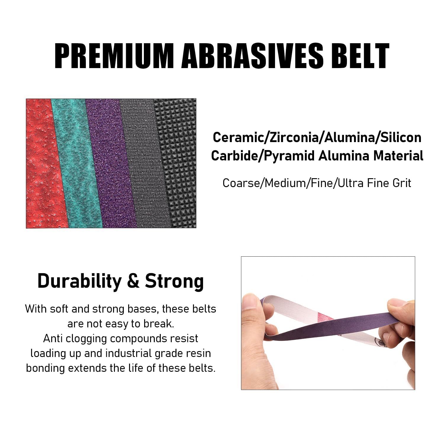 36 Pack 1/2 x 18 Inch Sanding Belts 9 Each of 80/120/240/400/600/800/1000/250…