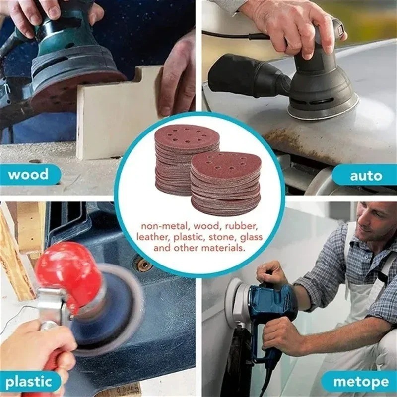5inch Sanding Discs 40-1000 Grit Hook Loop 8-Hole Orbital Sander Paper Sandpaper
