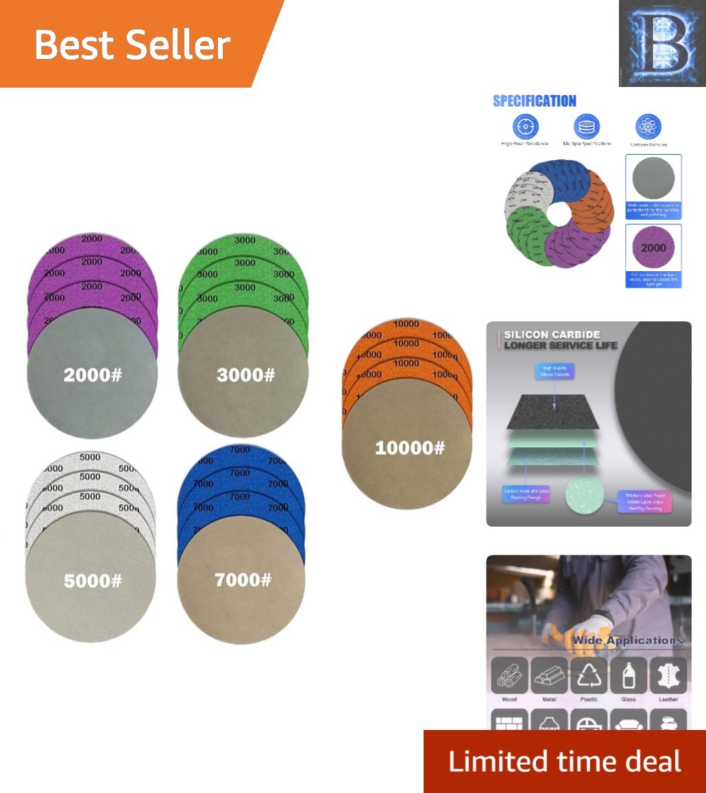 5-Inch Wet/Dry Sanding Discs – 20Pcs Silicon Carbide for Smooth Finishes