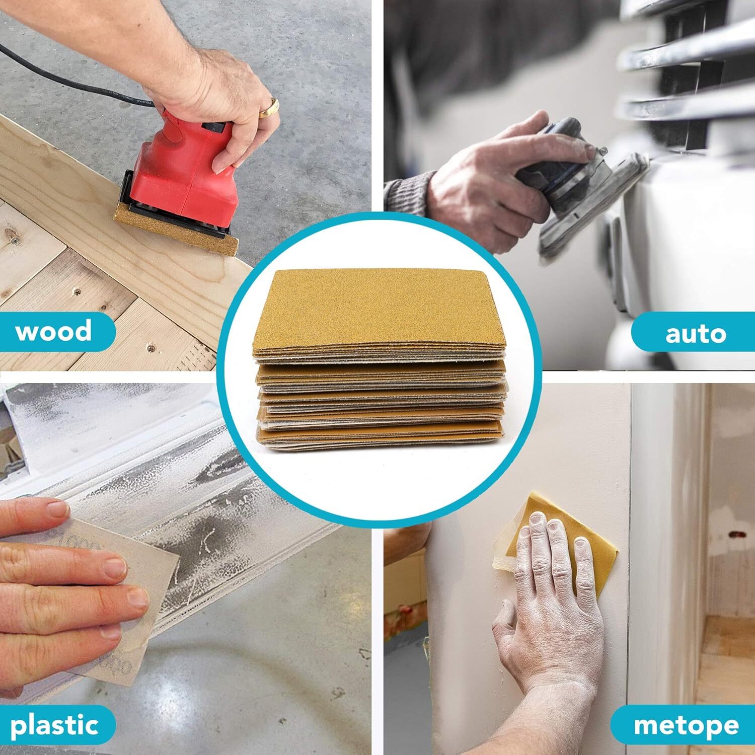 100PCS 4.5X5.5In(115X140mm)400Grit Gold Sanding paper Sheets For Car&Wood&Metal