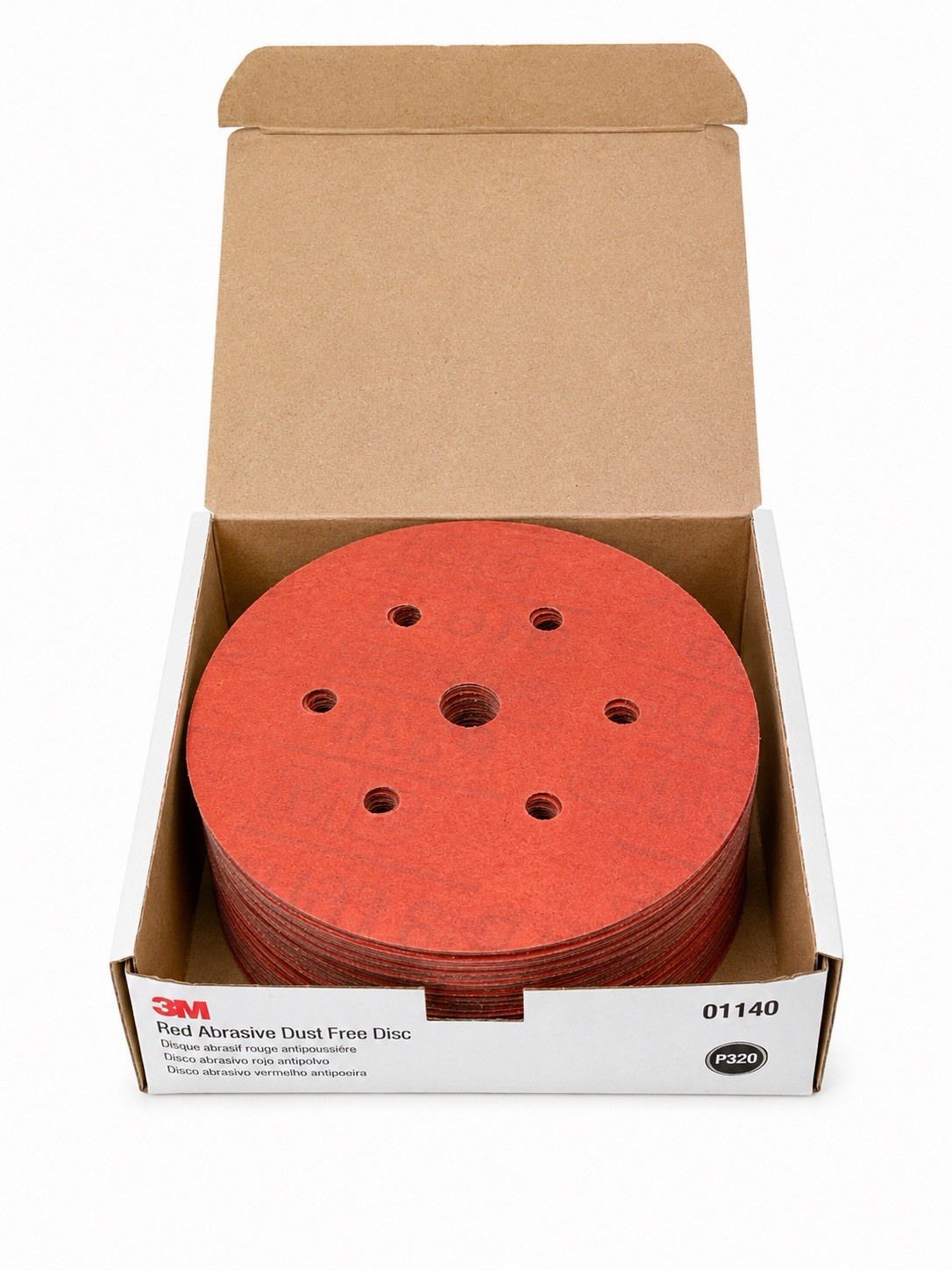 3M 01140 Red Abrasive Dust Free Discs P320 6” Hookit Sanding Discs 50 Pack