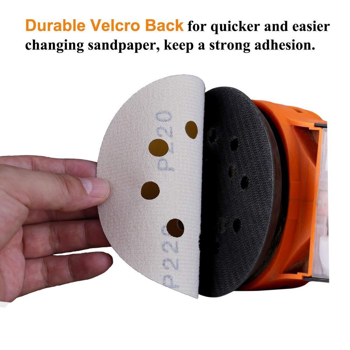 100PCS 5 inch Sanding Discs 8-Hole Hook Loop Sander Orbital Sandpaper 60 – 400