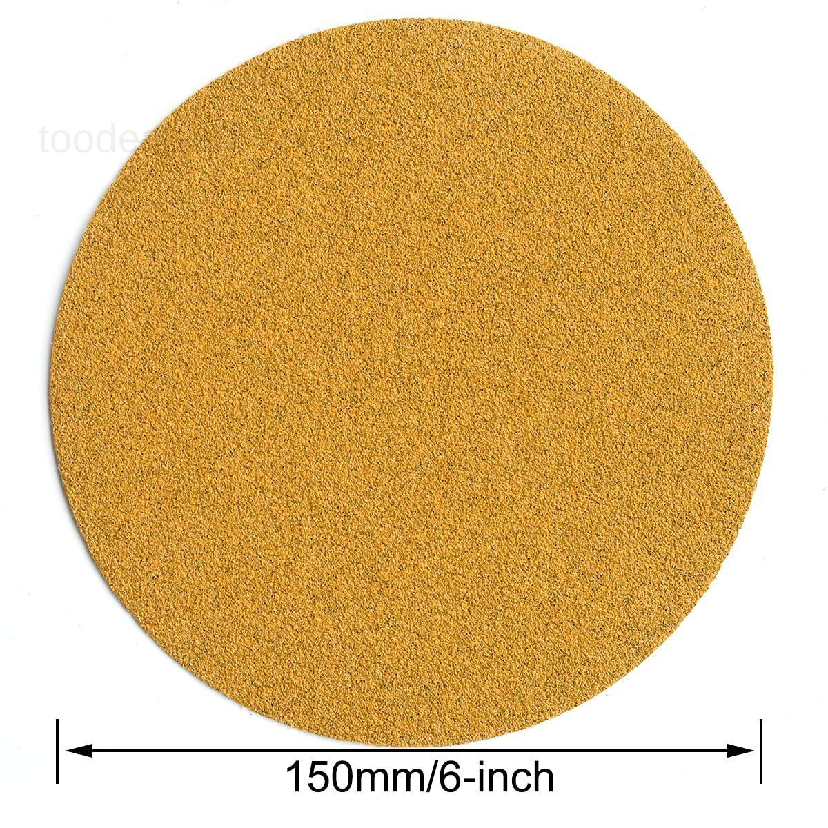 6-Inch No-Hole Hook and Loop Sanding Discs 60-Grit, 60 Grit, Gold