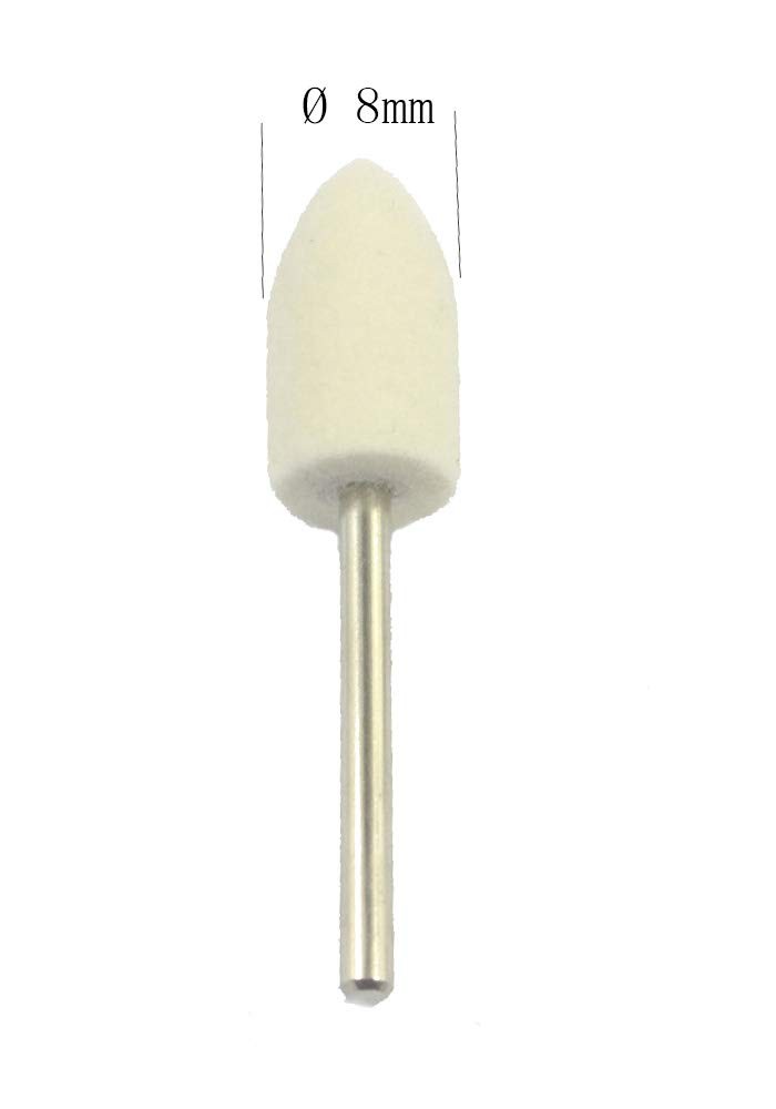 Luo ke 8mm Diameter Bullet Shape Polishing Buffing Wheels Wool 8mm, White