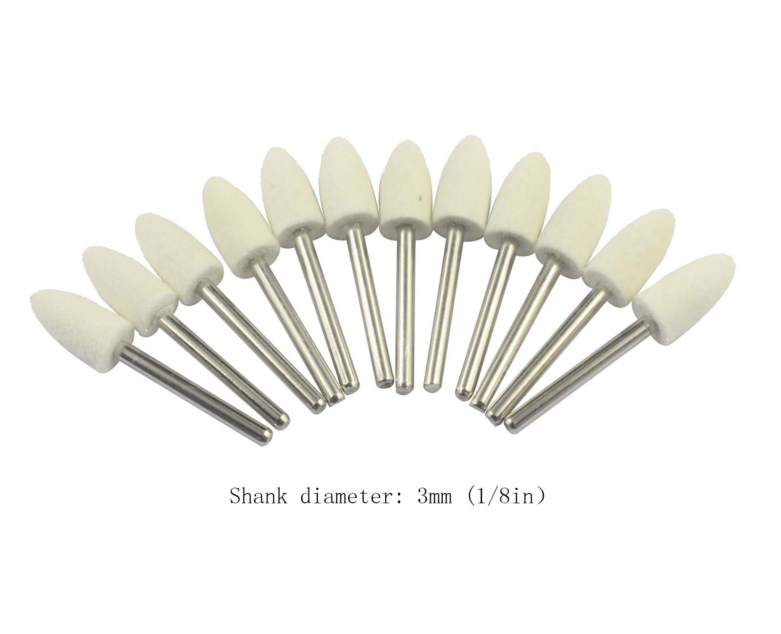 Luo ke 8mm Diameter Bullet Shape Polishing Buffing Wheels Wool 8mm, White