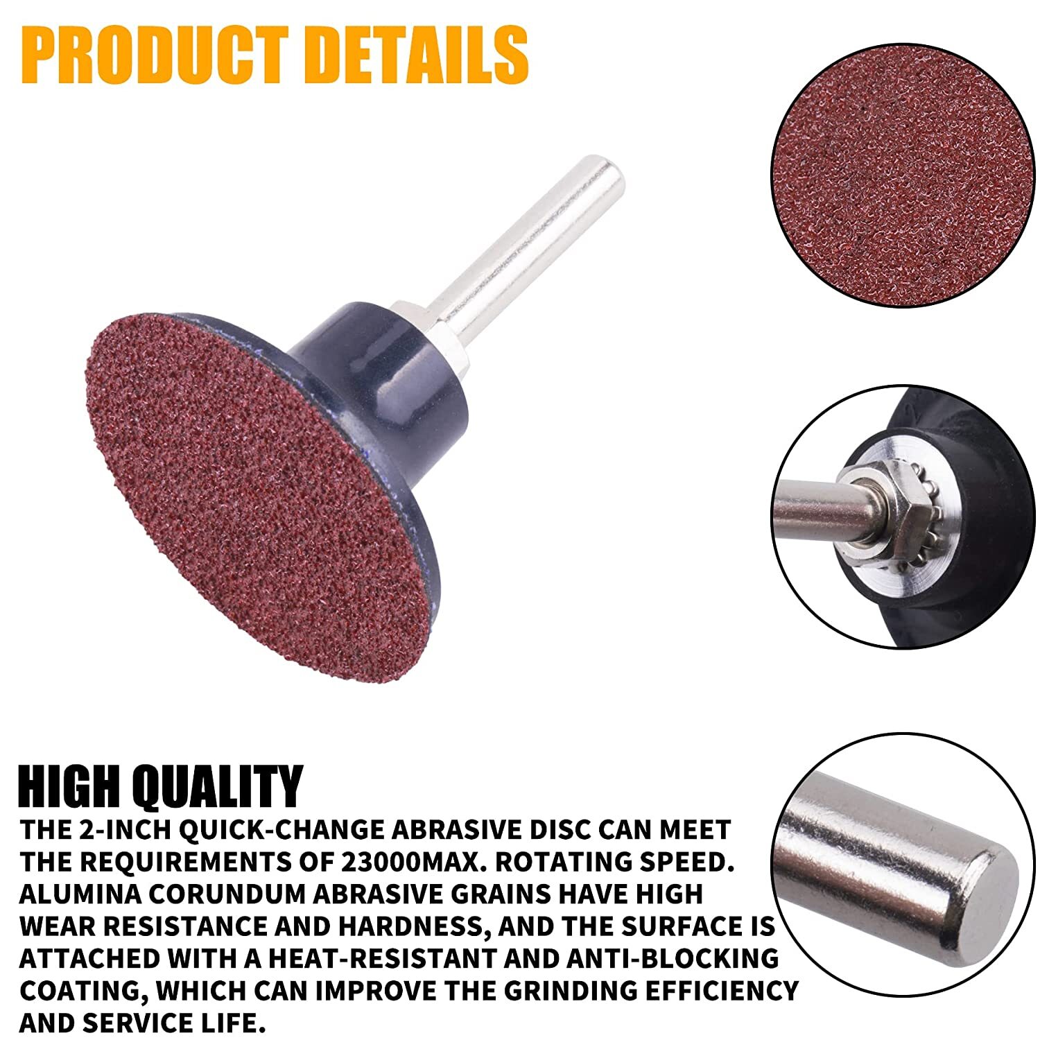 51PCS 2 inch Roll Lock Twist Sanding Discs 36 60 80 120 240 Grit W/ 1/4″ Holder