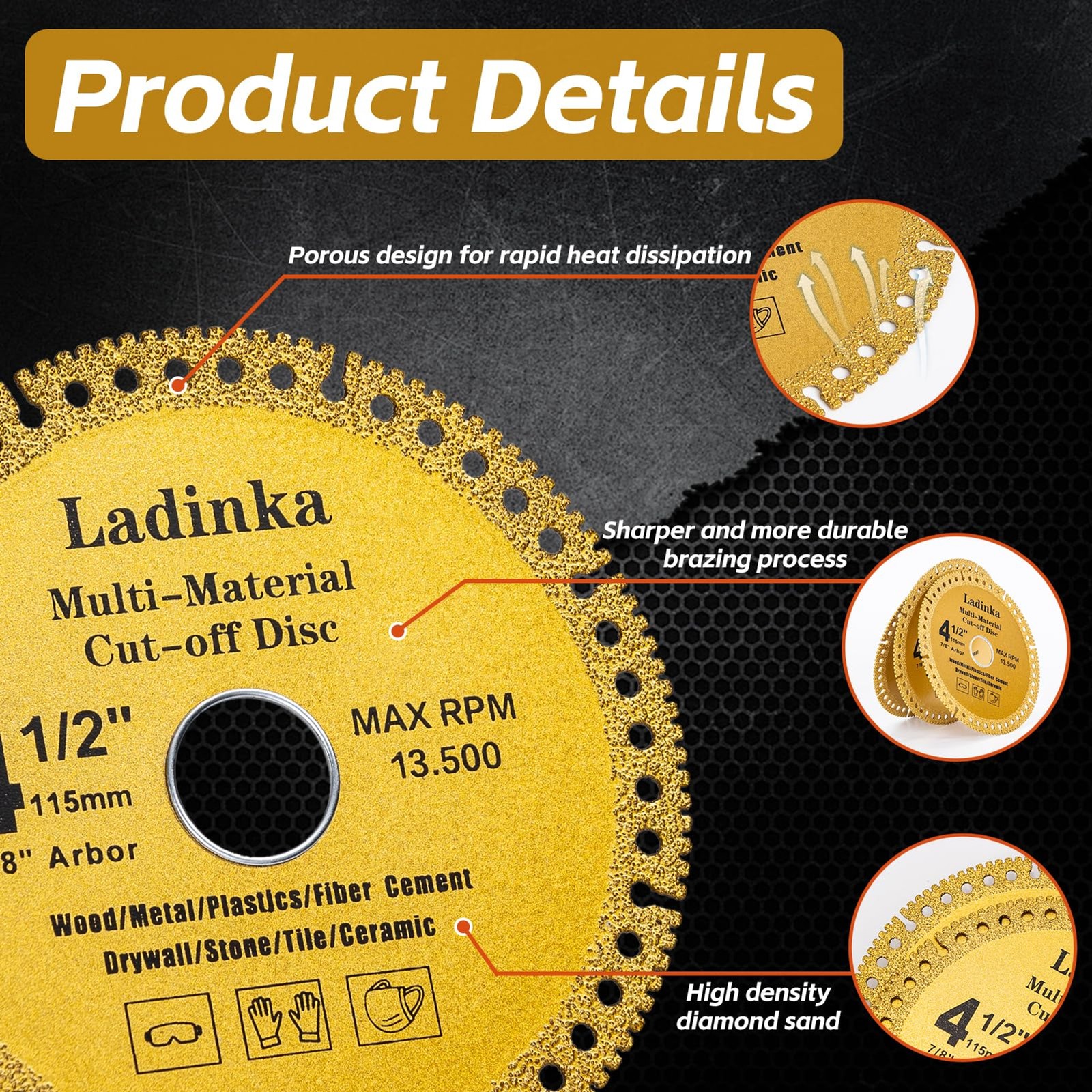 4-Pack 4-1/2 Inch Electro Plated Diamond Grinding Wheel – Heavy Duty Indestructi
