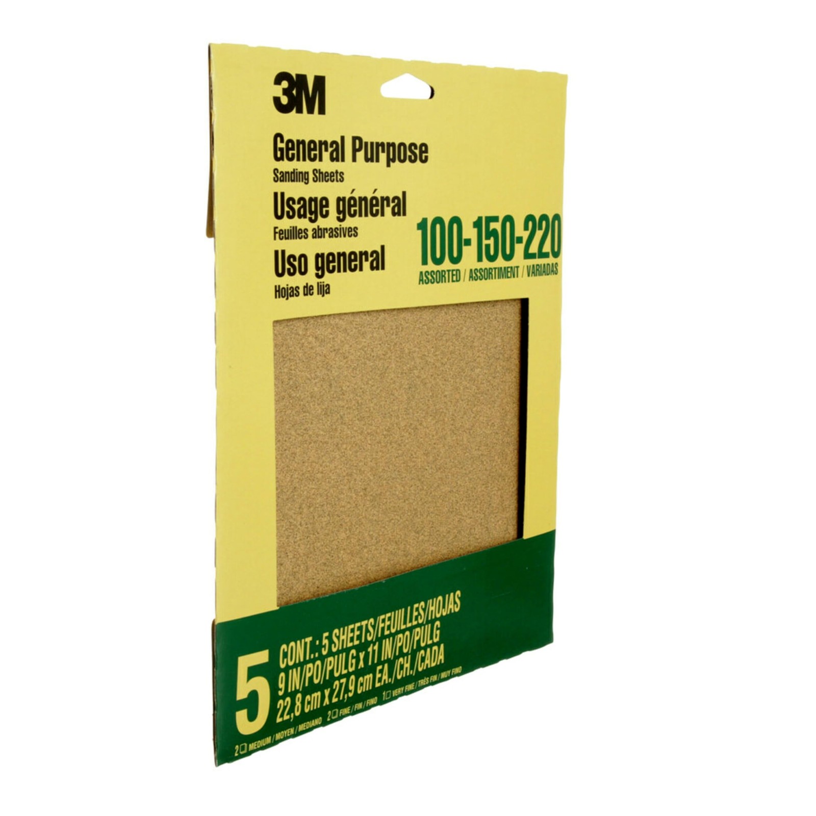 3M Aluminum Oxide Sandpaper, 5 Sheets, Assorted 2-Pack (10 Sheets),