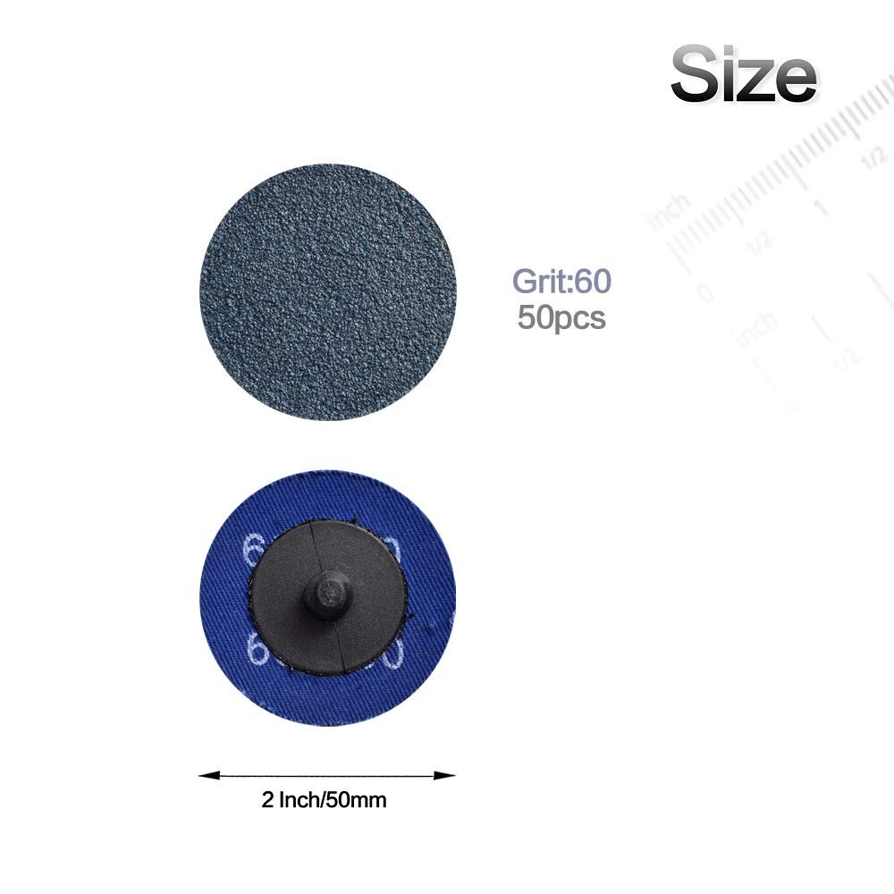 50 Pcs Zirconia Quick Change Sanding Discs, 2 Inch P60 Grit for Tough Grinding