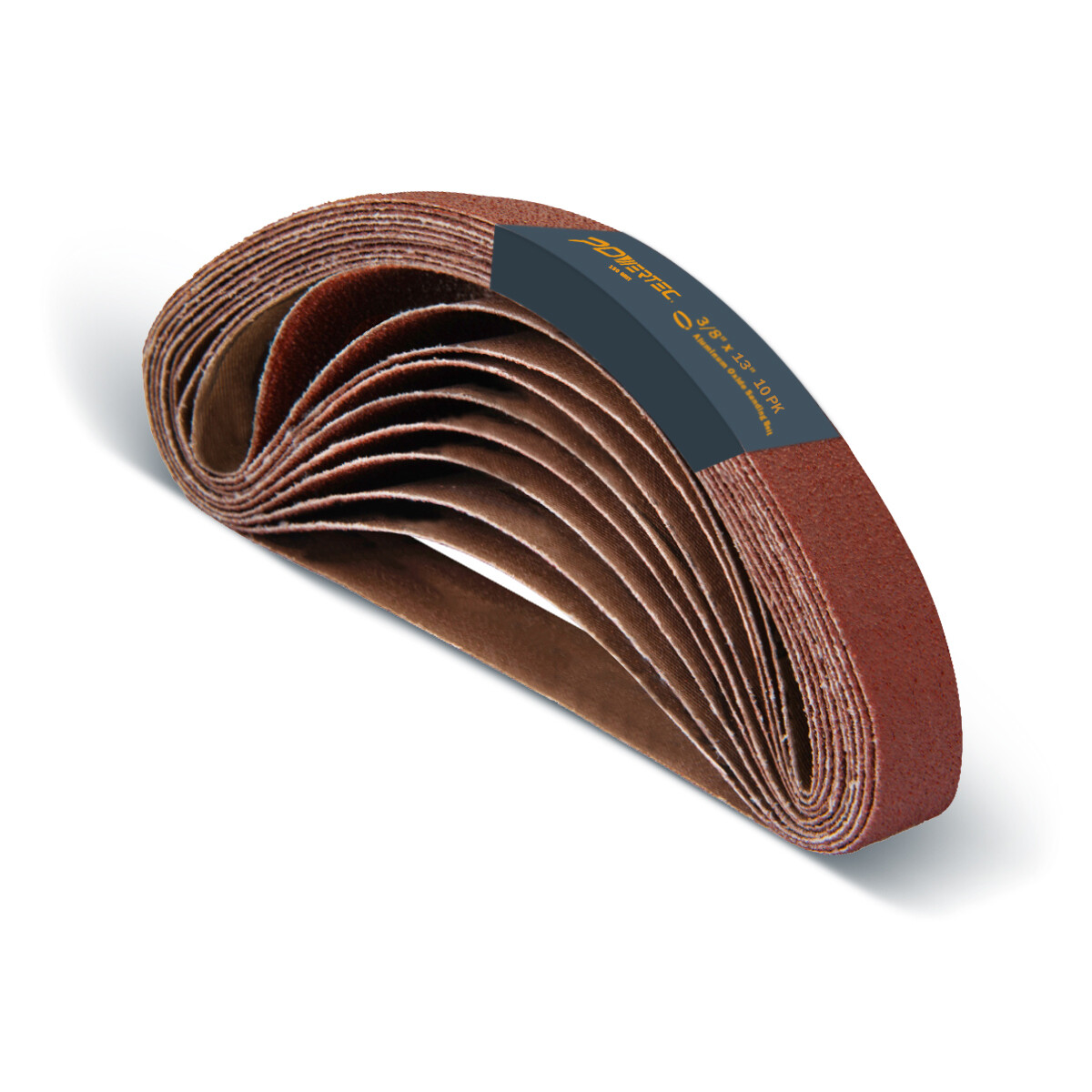 POWERTEC 3/8 x 13″ Sanding Belts 150 Grit 10pcs Aluminum Oxide Sandpaper 401315