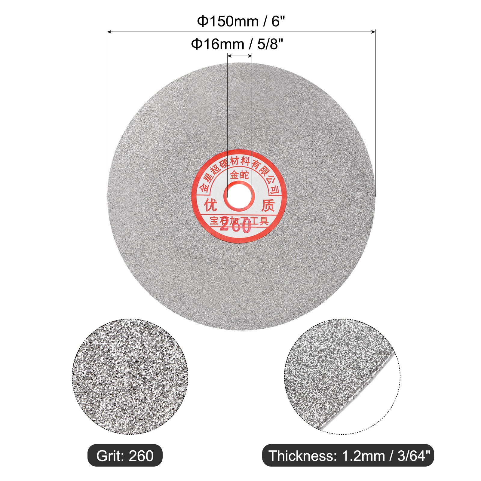 Diamond Sanding Grinding Disc 6″ Grits 260 5/8″ Arbor Hole Flat Lap Wheel Disk