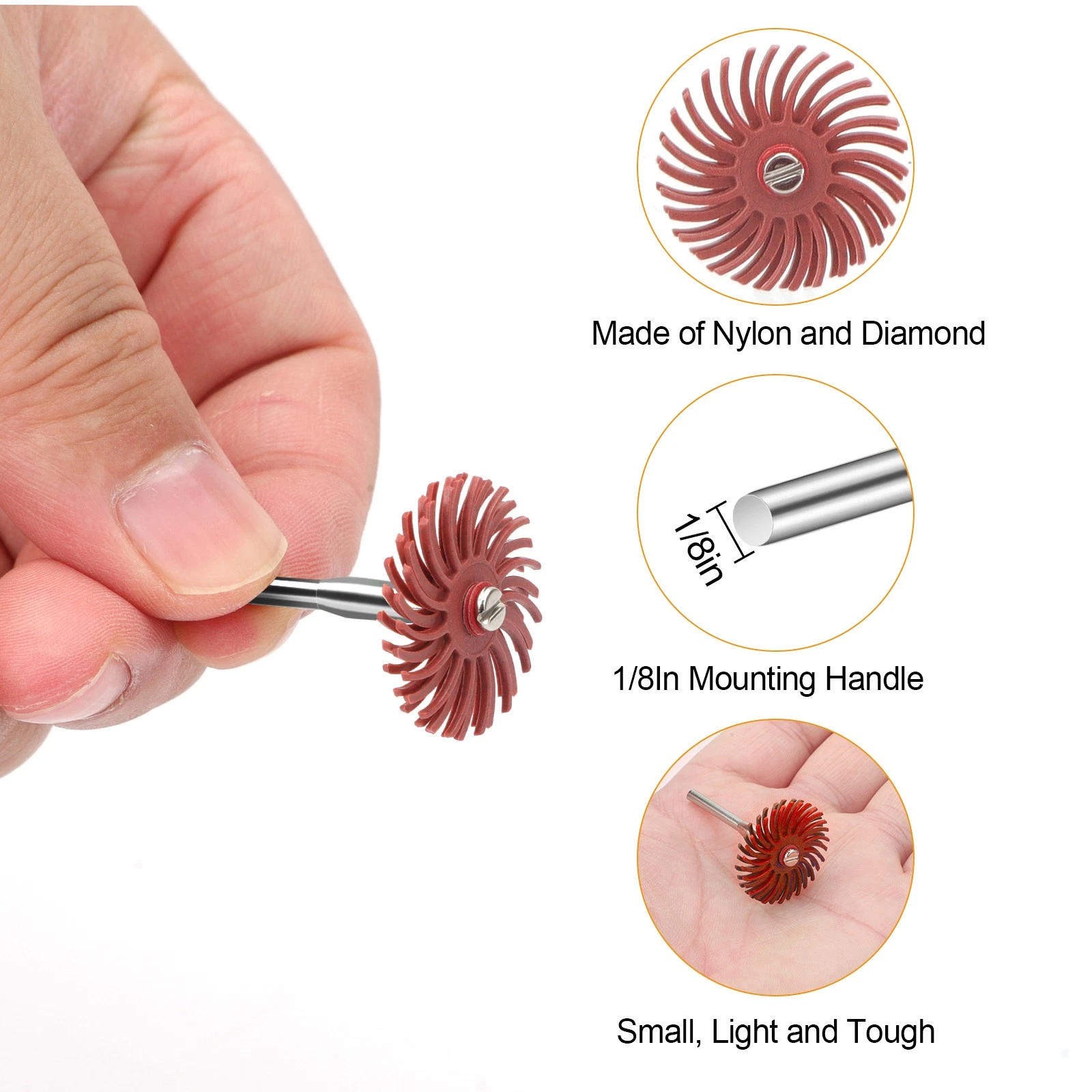 8PCS 80-2500# Diamond Radial Bristle Disc for Brand New Dremel Tool Accessories