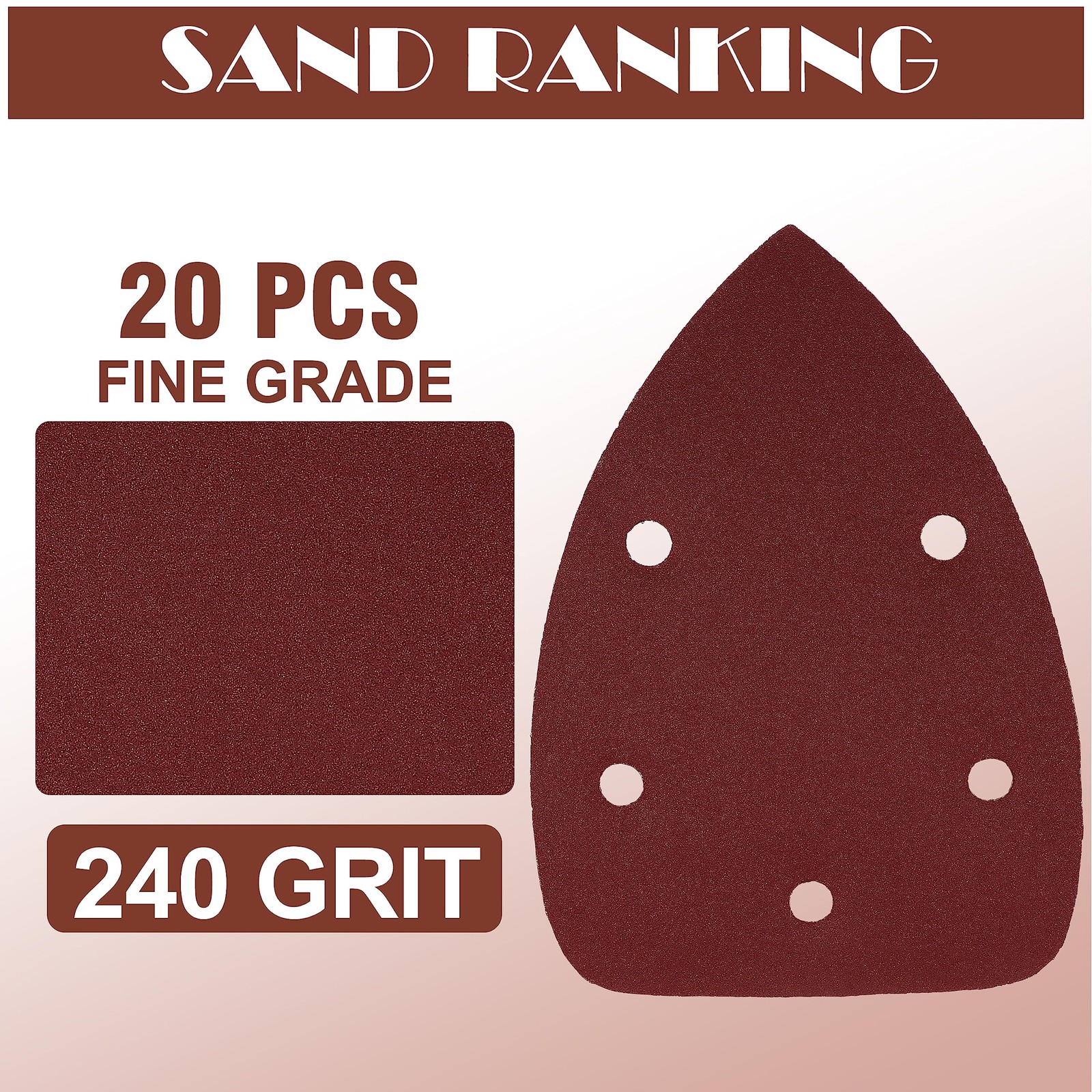 400 Grit Mouse Sander Sandpaper, Jamiikury 5 Hole Detail 400 Grit, Red