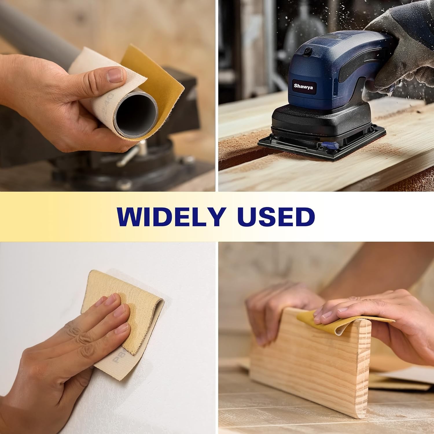 100 PCS 115x140mm Gold Sanding Sheets 40 Grit 5.5″ x 4.5″ Hook Loop Sandpaper