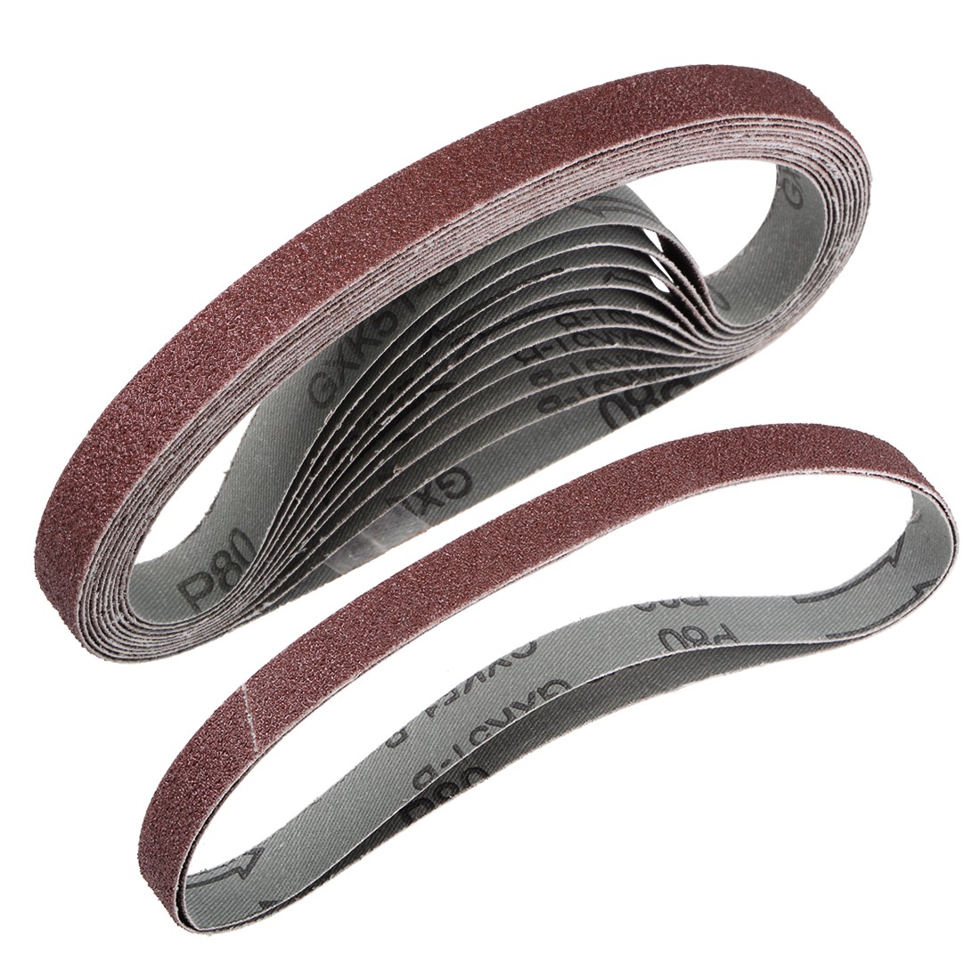 1/2-inch x 18-inch(13mm x 455mm) Sanding Belt 80 Grit Aluminum Oxide 12pcs