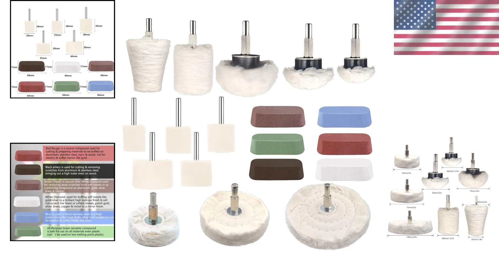 19-Pc Drill Buffing and Polishing Wheel Kit—Ideal for Metal and Glass Finishing