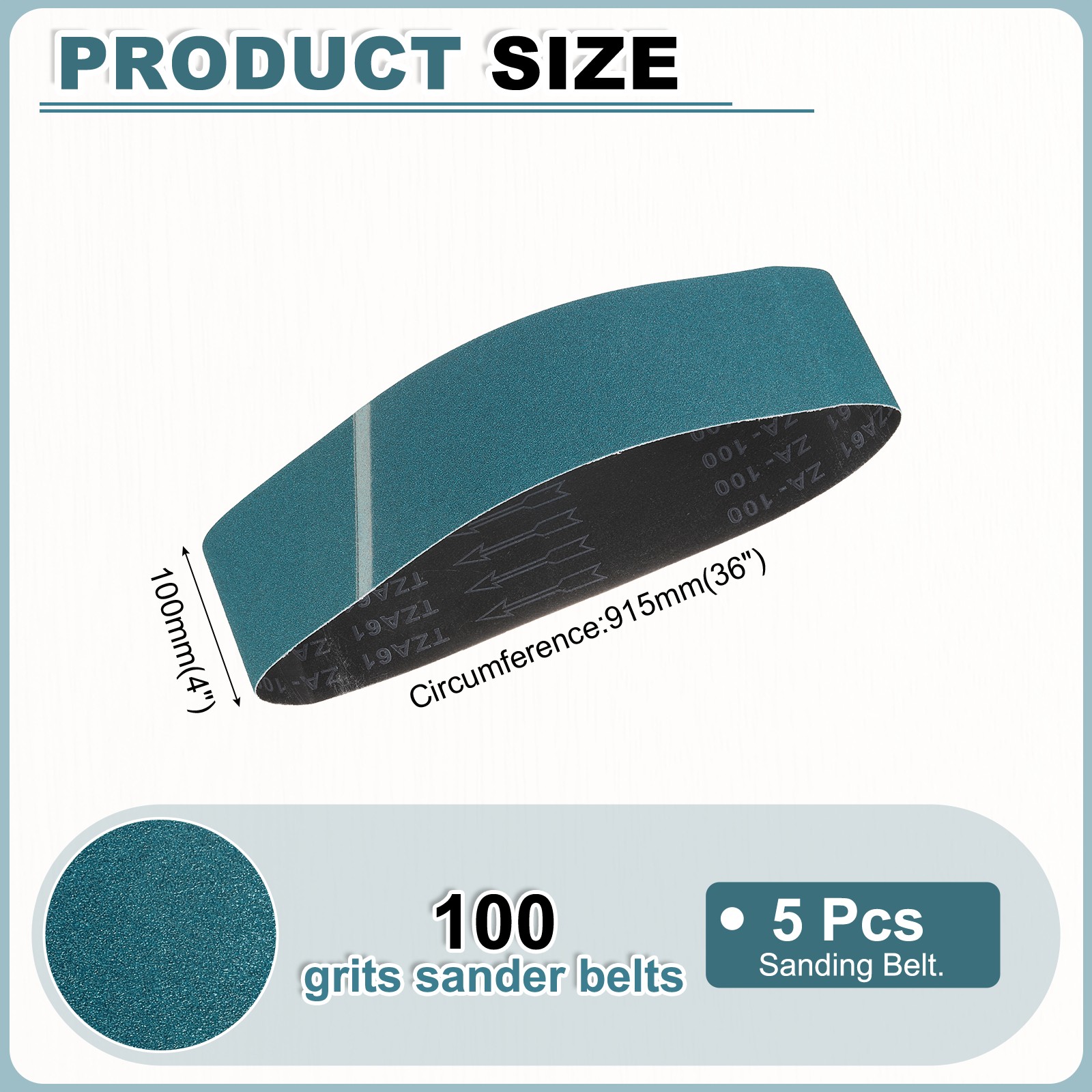 4 x 36 Inch Sanding Belts, 5 Pcs 100 Grit Zirconia Belt