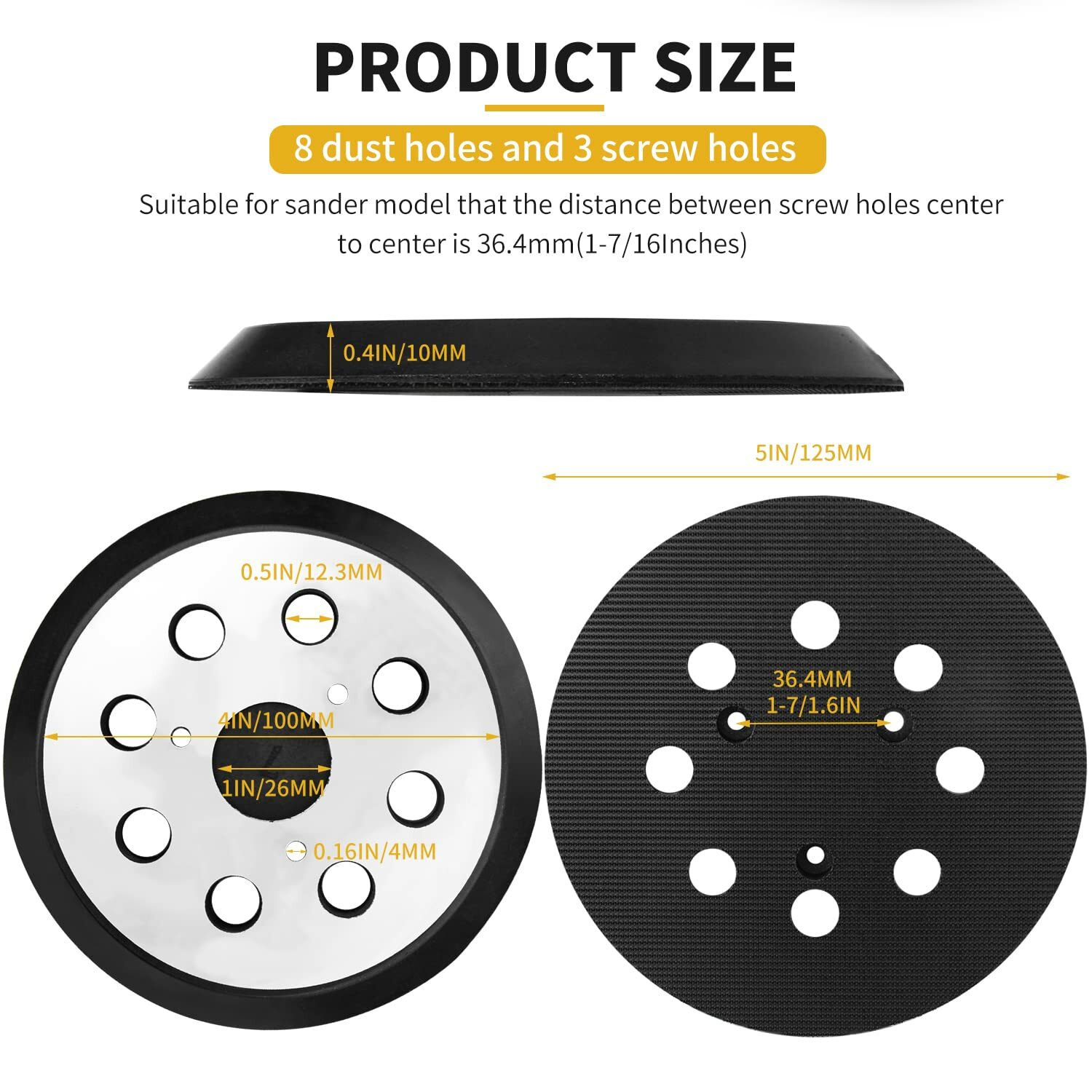 5″ Sander Pad Hook and Loop Dewalt Porter Cable Black & Decker 151281-08 RSP26