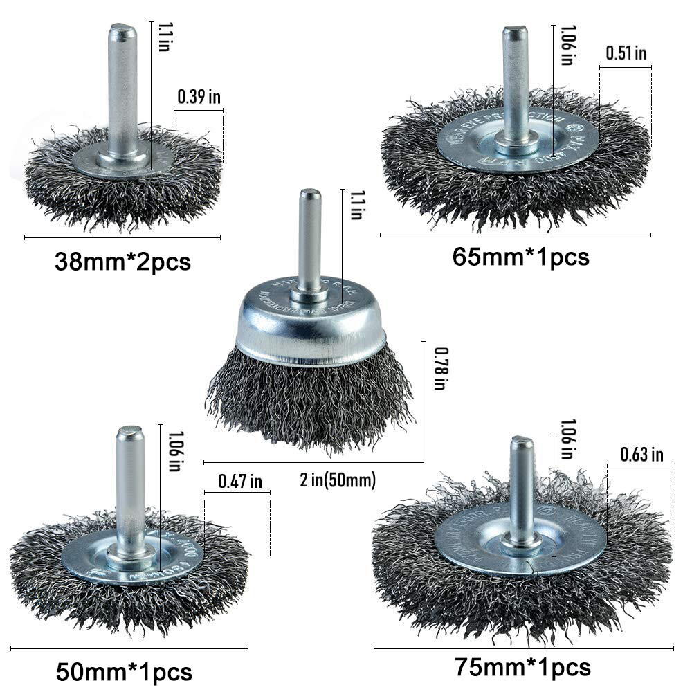 1/4”Shank Wire Brush Wheel Cup Flat End Brushes Rotary Grinder Tools Drill Bits