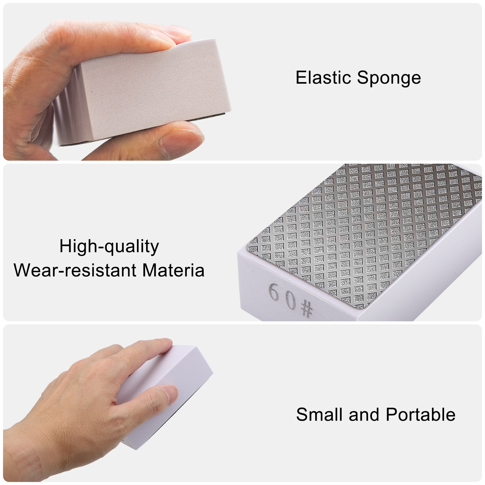 4x 60Grit Diamond Hand Polishing Pads Sanding Block designed for Tile Glass Ston