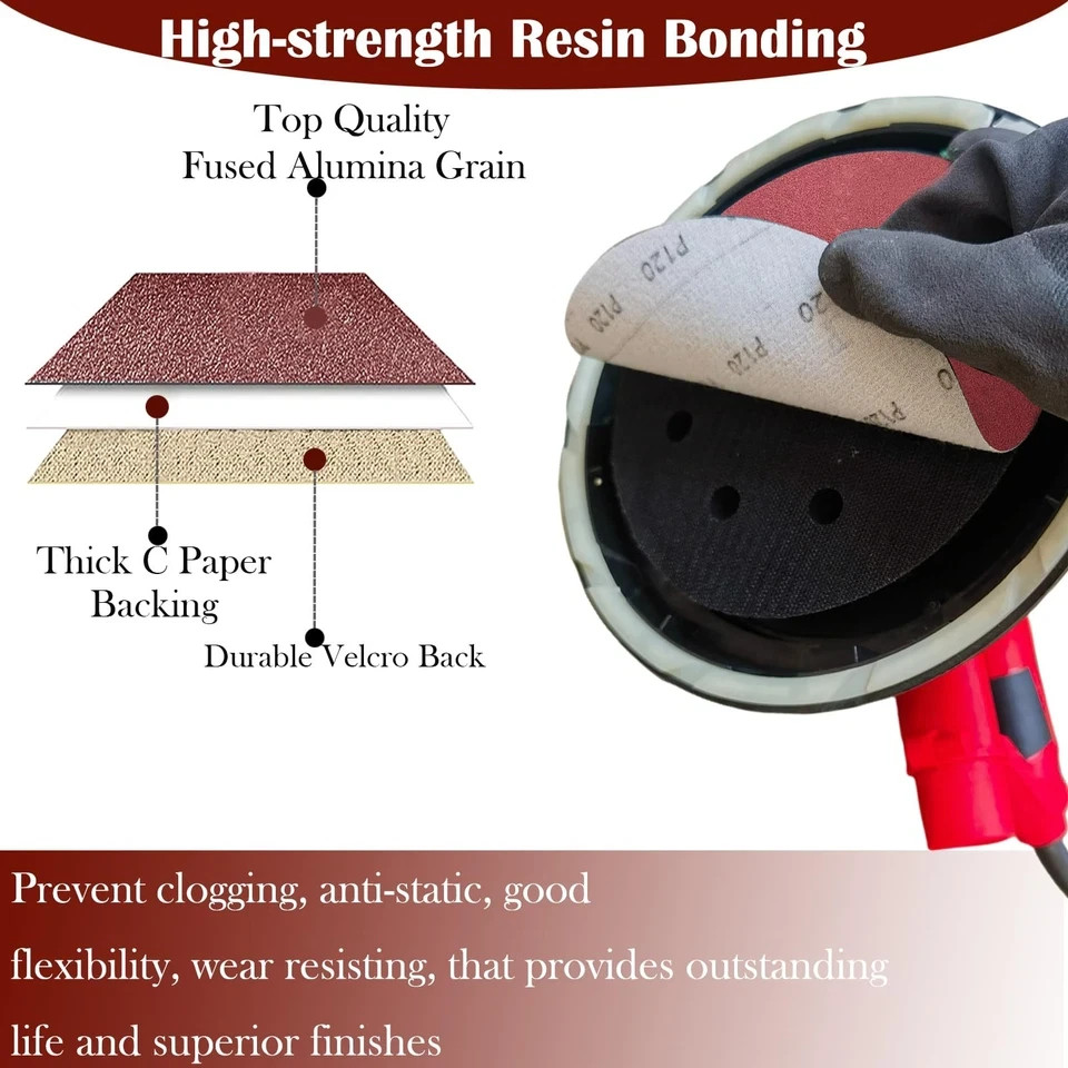 50 PCS 7 Inch Sanding Discs Set – 60 80 120 180 240 Grits Sandpaper, 7″ Hook-…