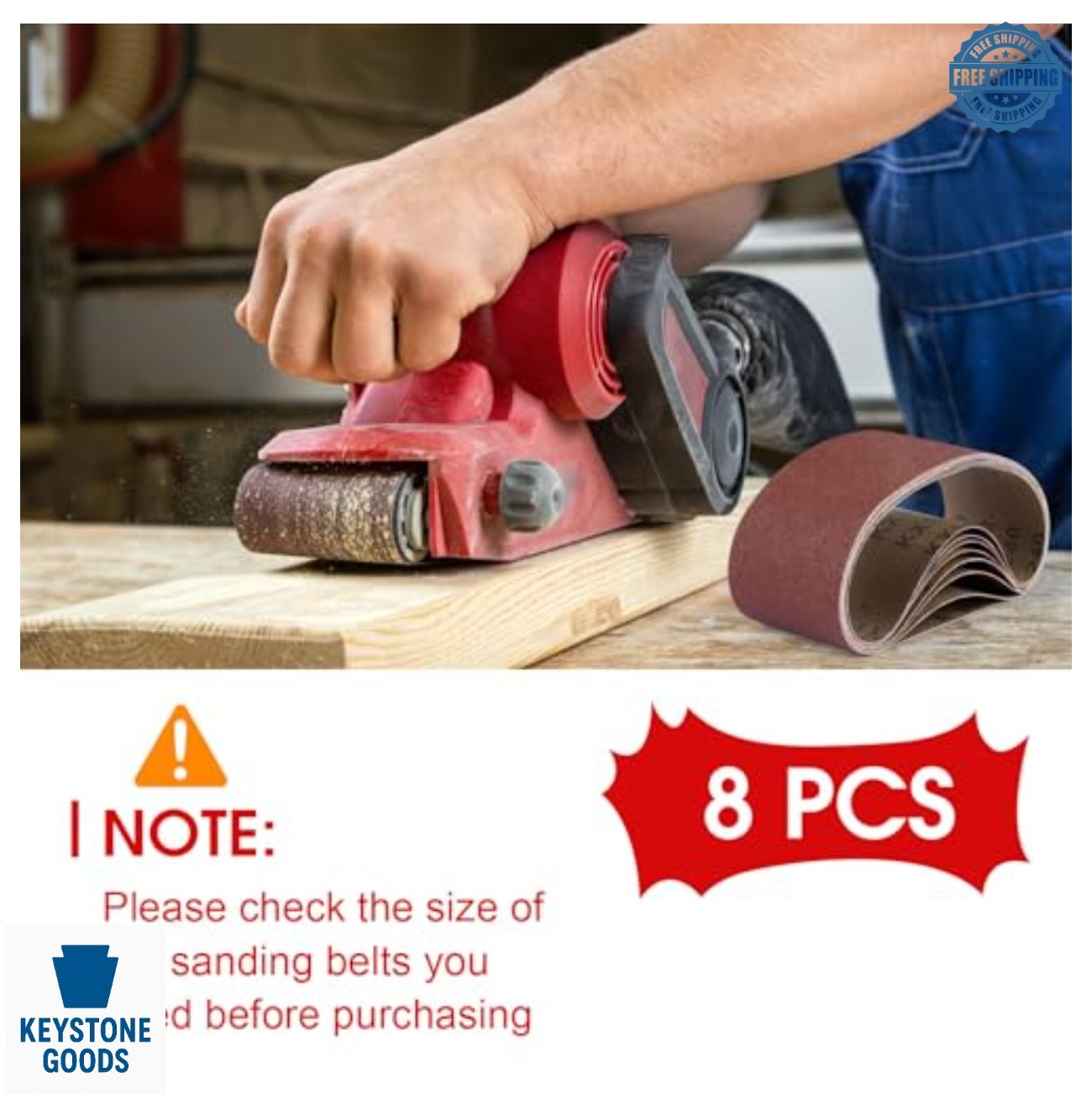 8 Pcs 3×21 Belt Sander Sanding Belts 80 120 150 240 Grit Aluminum Oxide