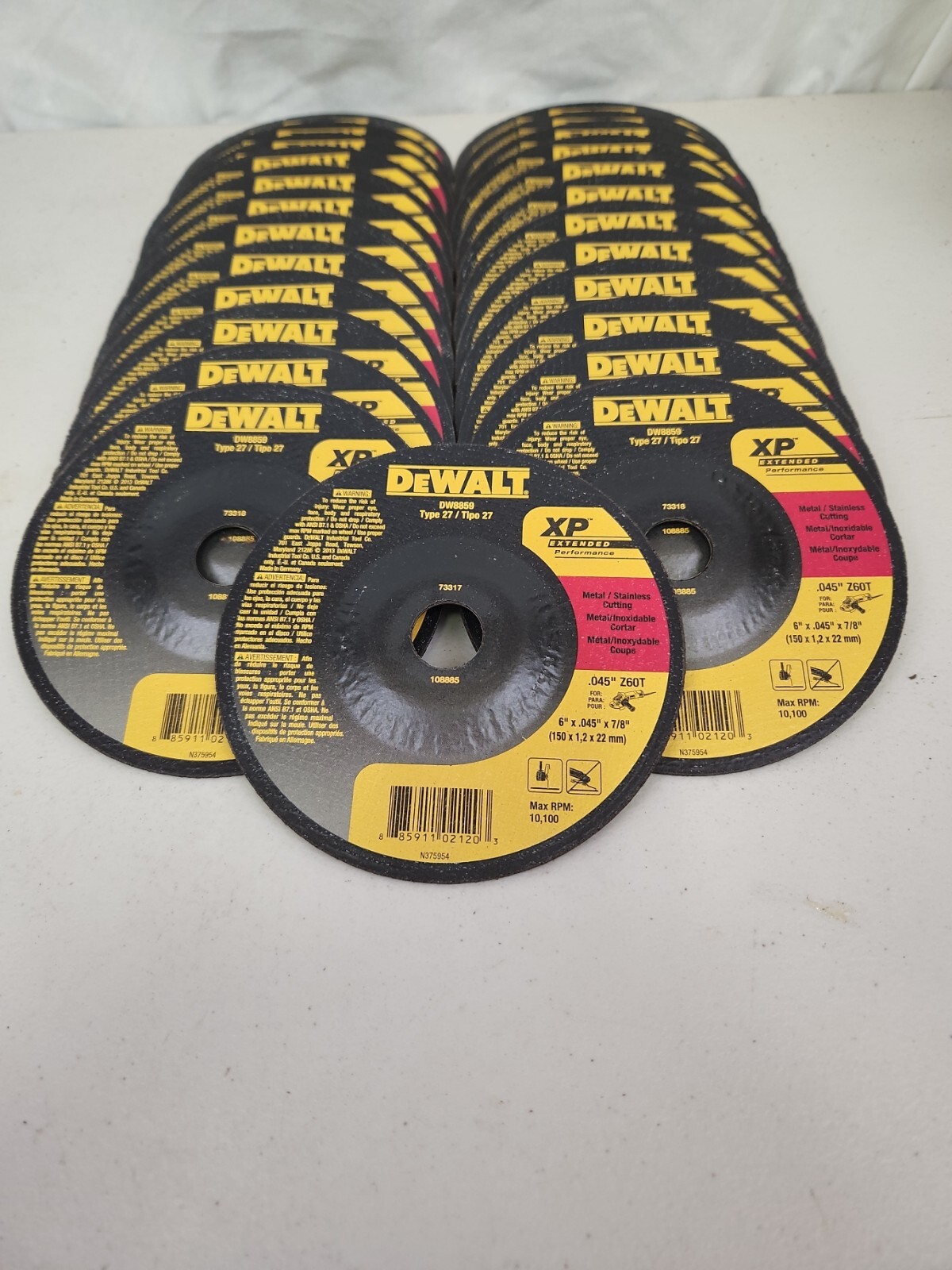 Dewalt DW8859 Metal / Stainless Cutting Wheel 6″ x .045″ x 7/8″ 100 Pack