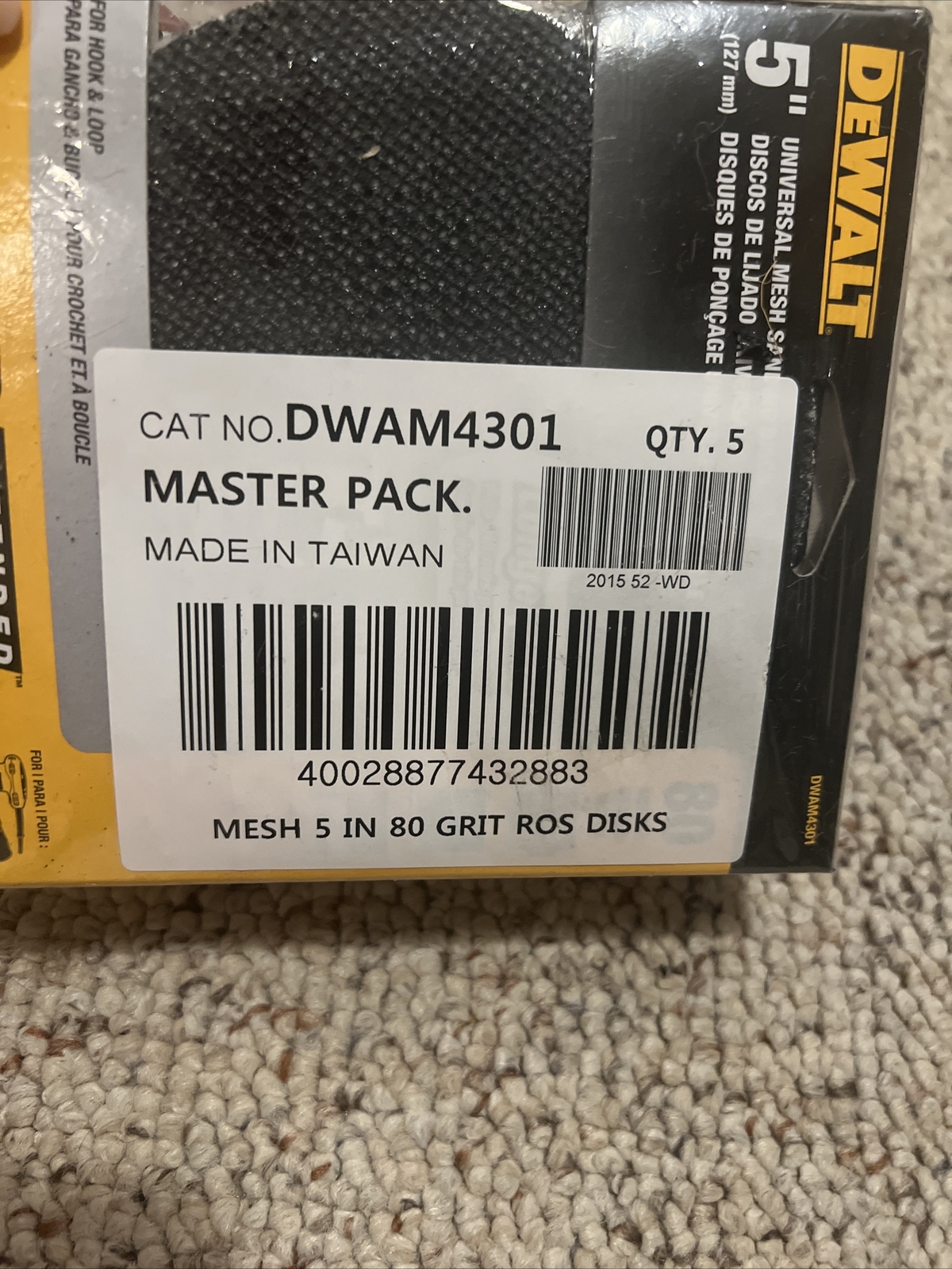 25 sheets NEW DeWalt DWAM4301 Mesh 5 Inch 80 Grit Ros Disks 5 Pack X 5 SEALED