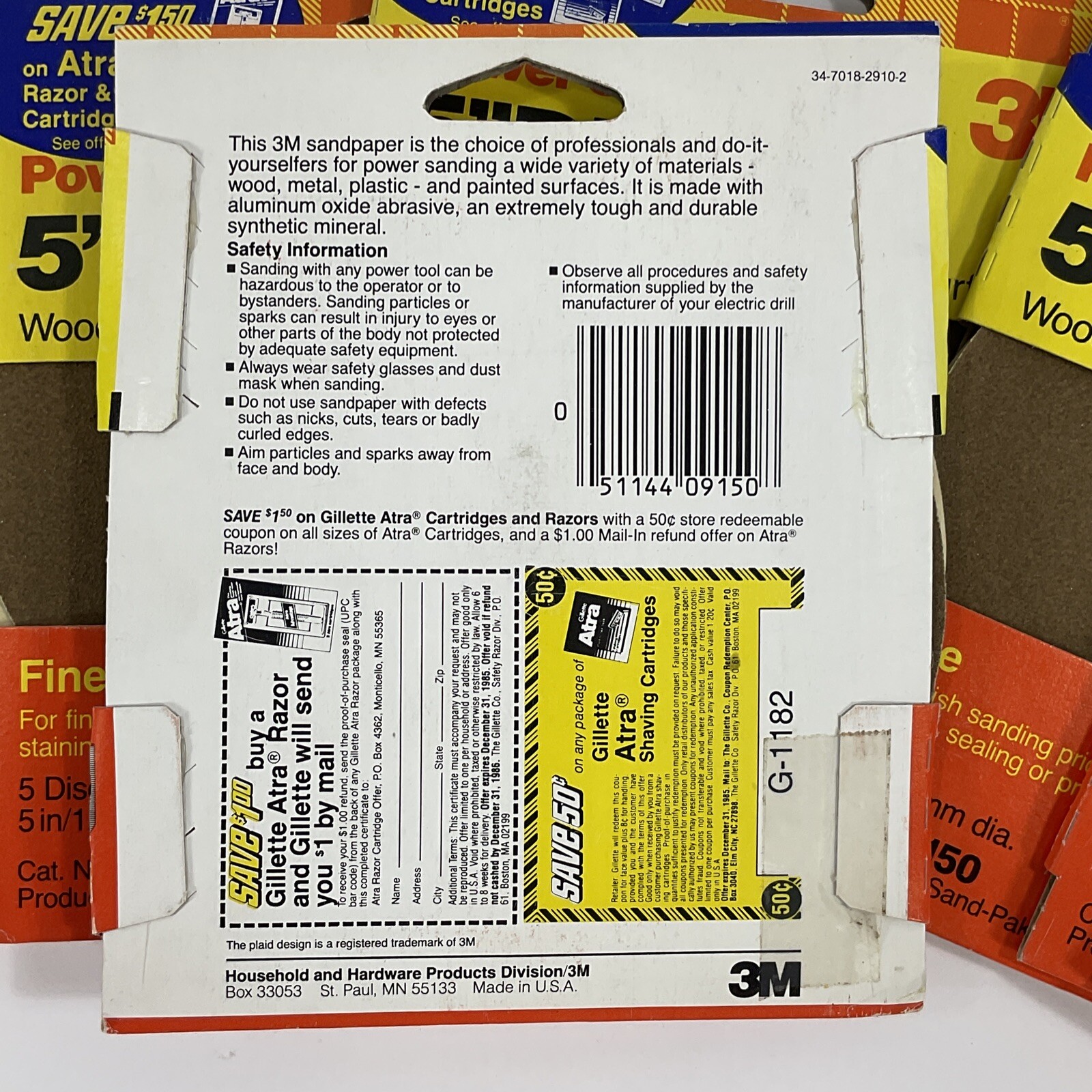 9 NEW 3M 9150 PACKS (5) SHEETS 5″ ROUND CENTER MOUNT FINE GRIT SANDPAPER 127mm