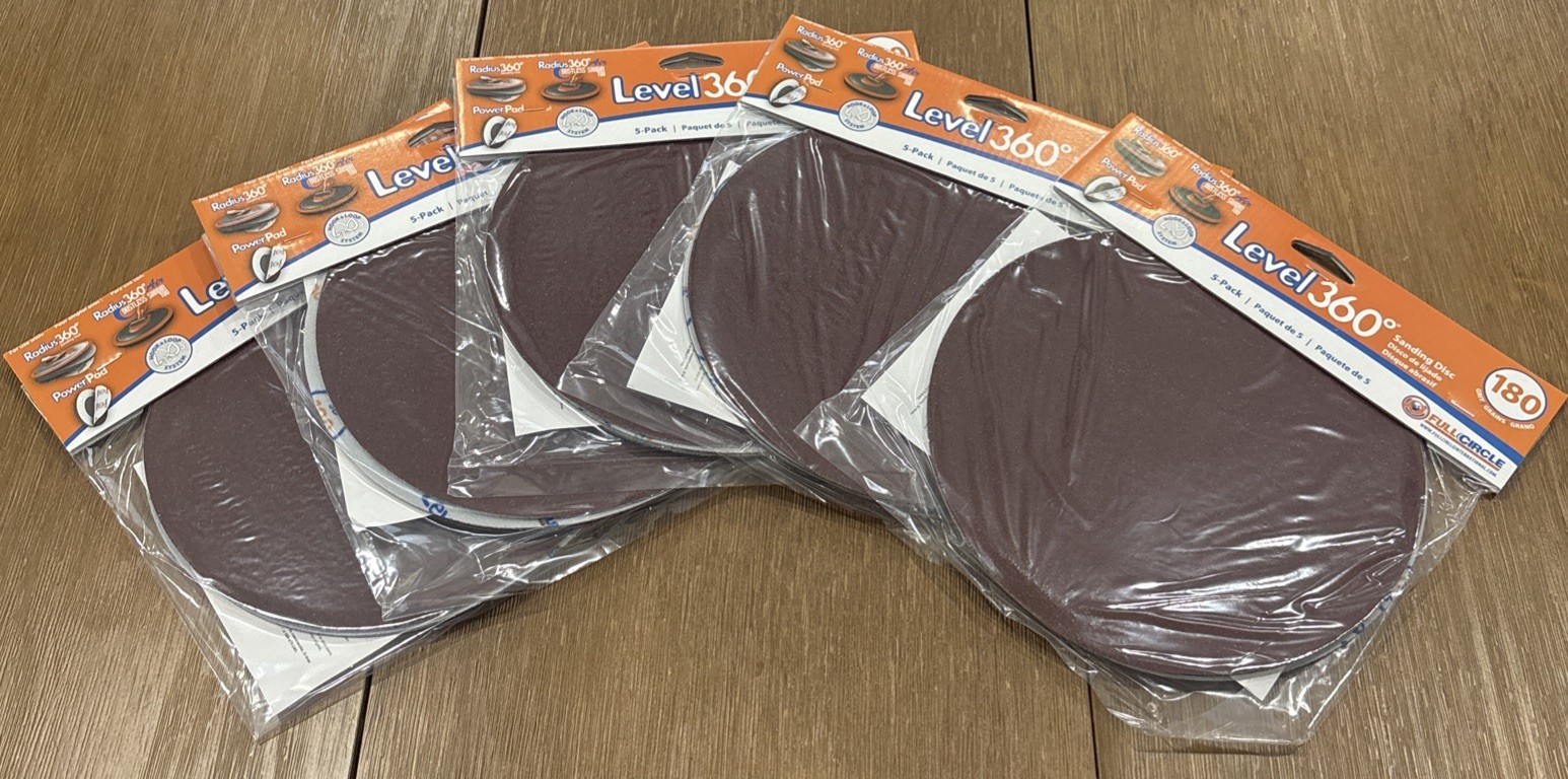 LEVEL 360 Sanding Disc 180 Grit – Case Of 5 X 5 Packs (25 Discs) – Use W/ PC7800