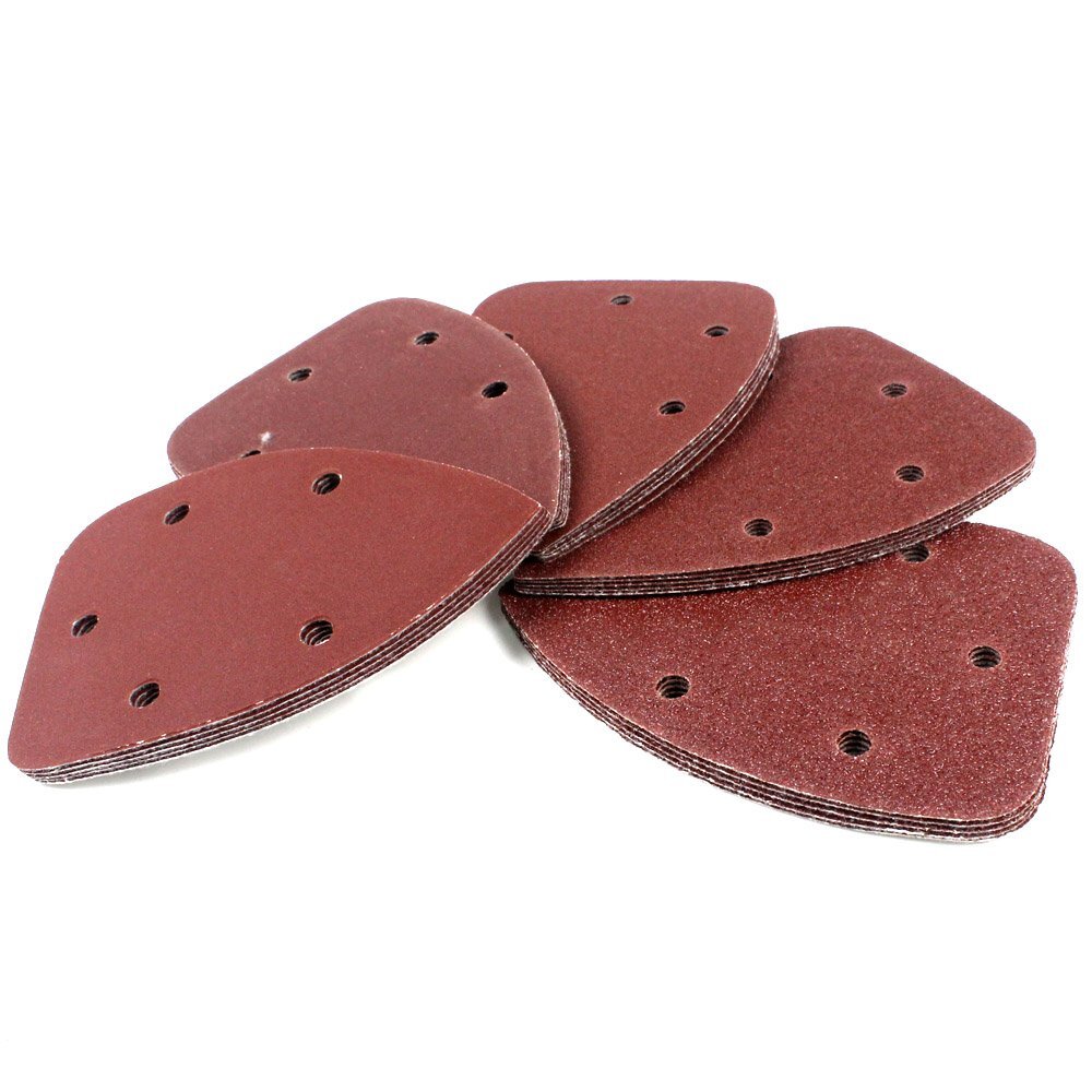 50 Pcs Mouse Detail Sanding Pads Palm Sandpaper 5 Hole Hook and Loop Sander Pads