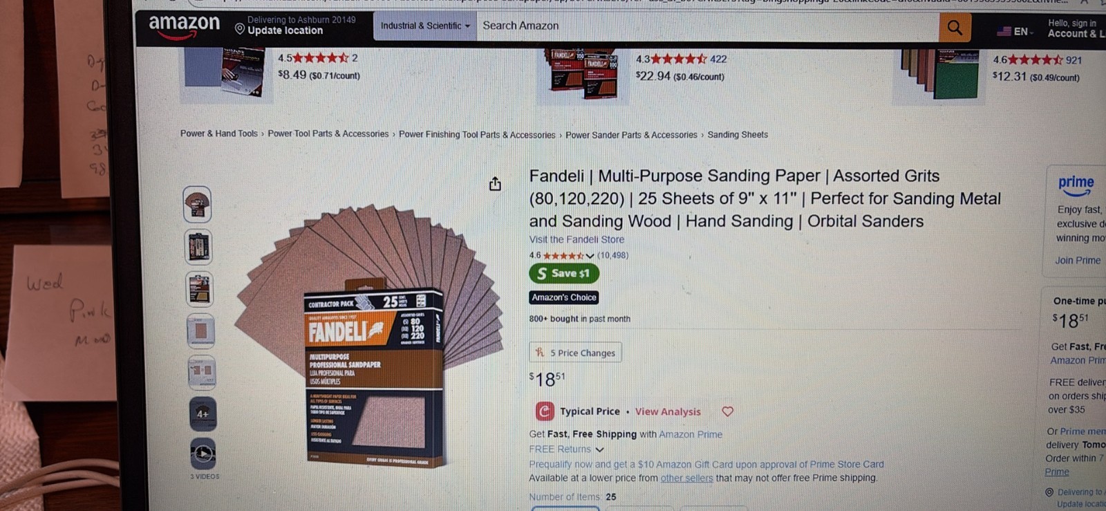 New Fandeli Contractor pack 25 sheets of Sandpaper Assorted Grits