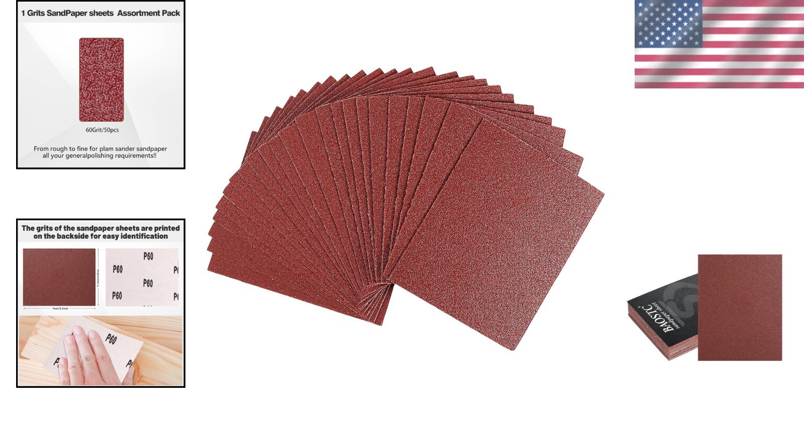 Efficient 4.5″ x 5.5″ P60 Grit Sandpaper – 50 Sheets for Flawless Finishing