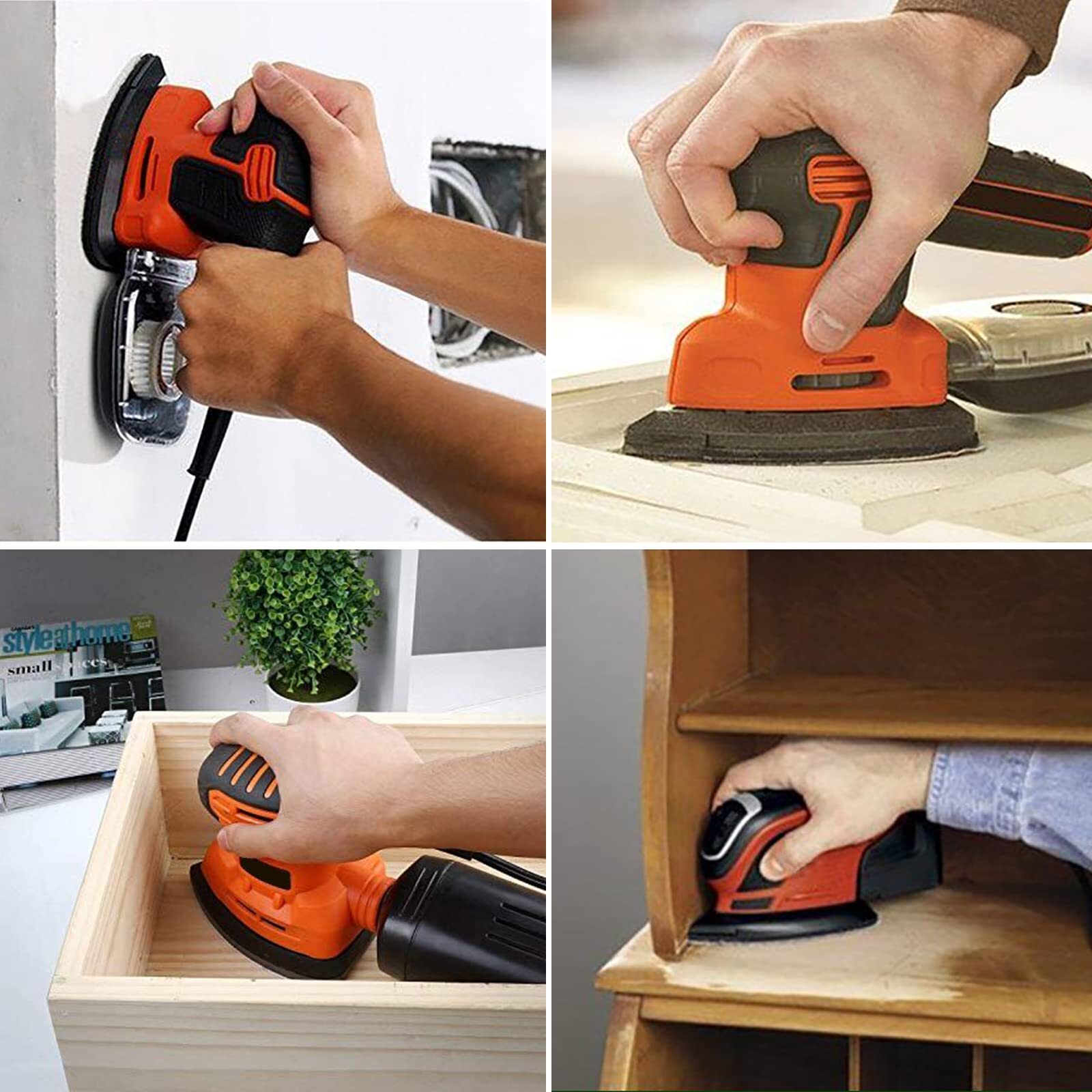 50 Pcs Mouse Detail Sanding Pads Palm Sandpaper 5 Hole Hook and Loop Sander Pads
