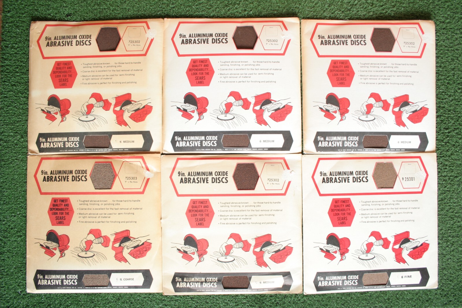 30x Lot SEARS ROEBUCK & CO. Aluminum Oxide 9″ Abrasive Sanding Discs 40-100 Grit