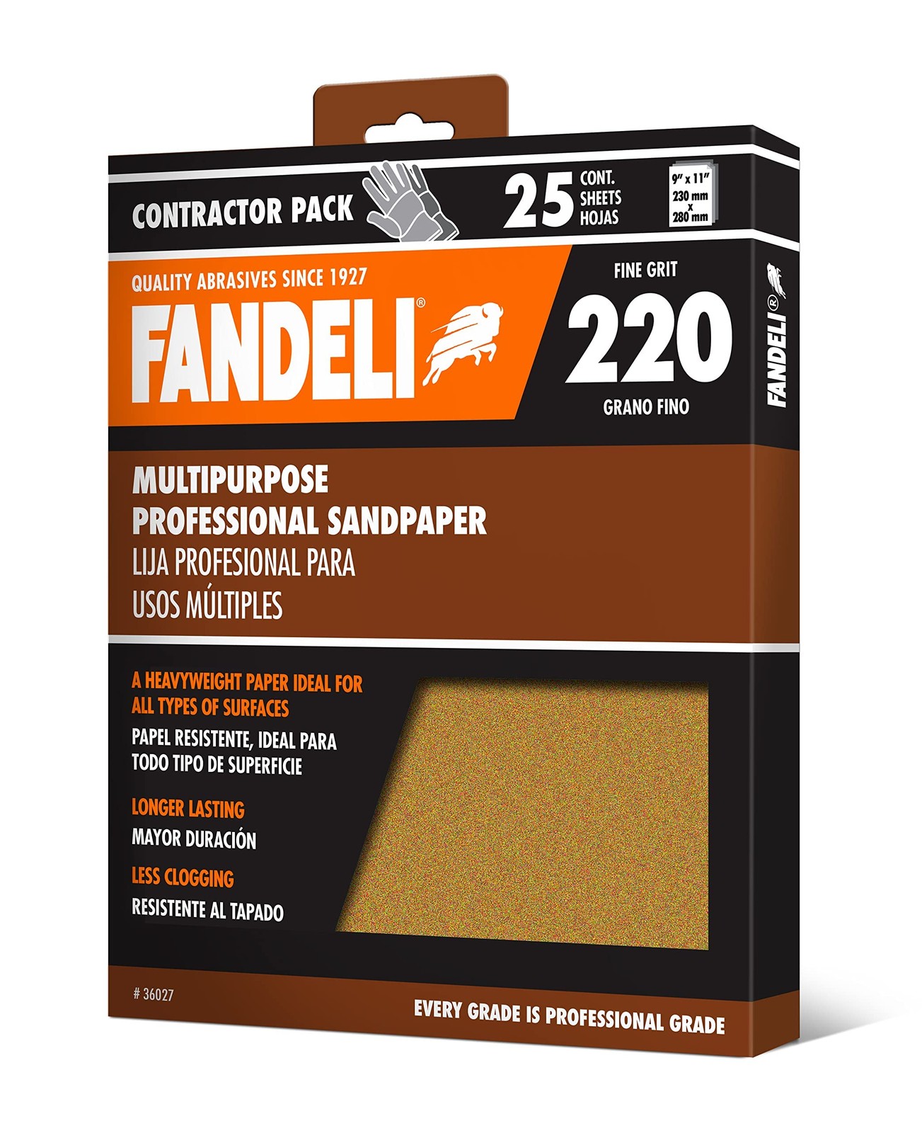 25 Sheet 36027 Multipurpose Sandpaper Sheets 9×11 Inch 220 Grit Abrasive