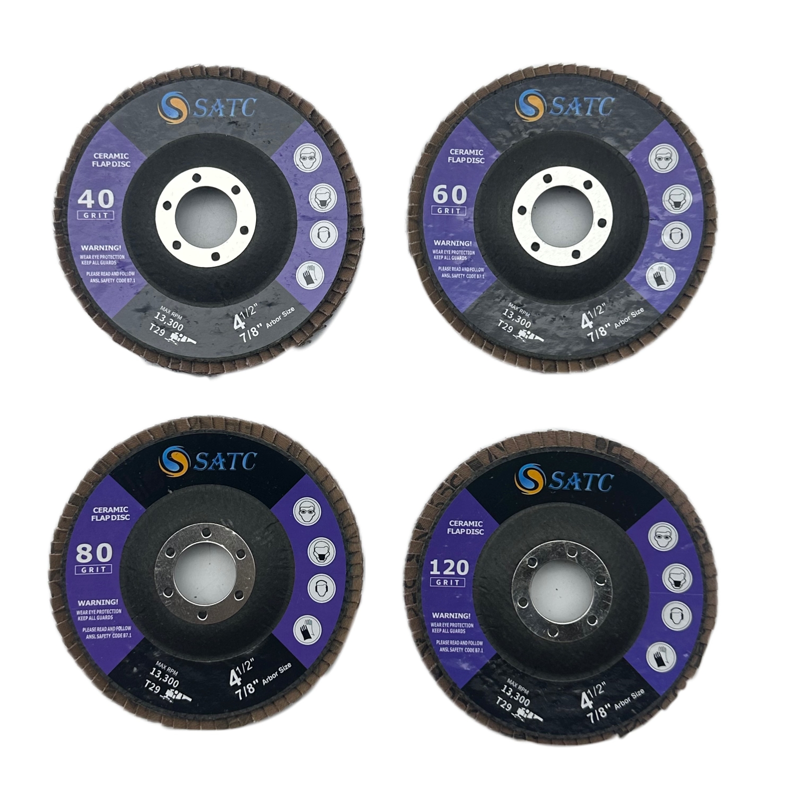 20 PACK 4-1/2″ x 7/8″ 40 Grit Purple Ceramic Flap Disc 4.5 in Grinding Wheel T29