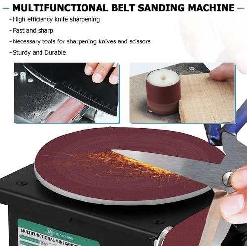 Disc Mini Belt Sander Sharpener Electric Bench With 10 Belts & Sanding Papers