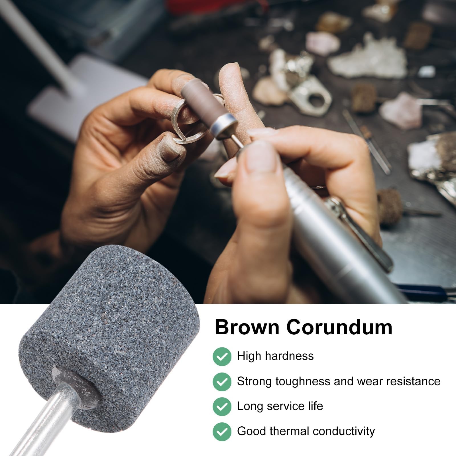 M METERXITY 3Pack Abrasive Mounted Stone Grinding Bits, 1/4 in6mm Shank Alumi…