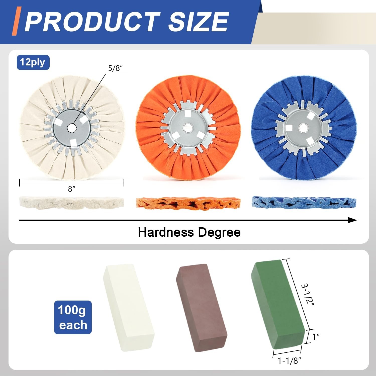 8 Airway Buffing Wheel Kit Polishing Wheel and Polishing Compound for Angle Grin